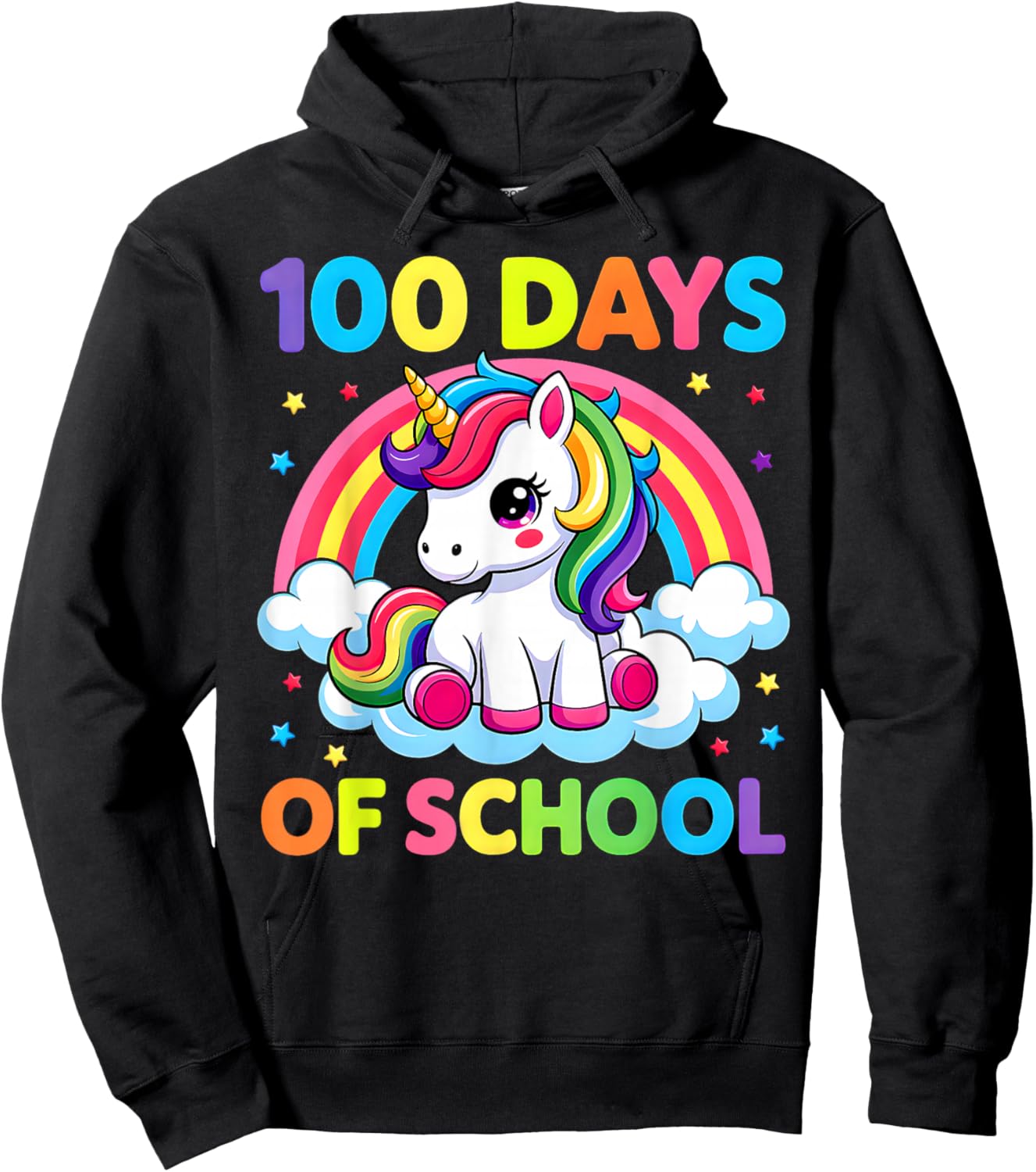 100 Days of School Unicorn Girls Kids 100th Day of School Hoodie - Hoodie | Black
