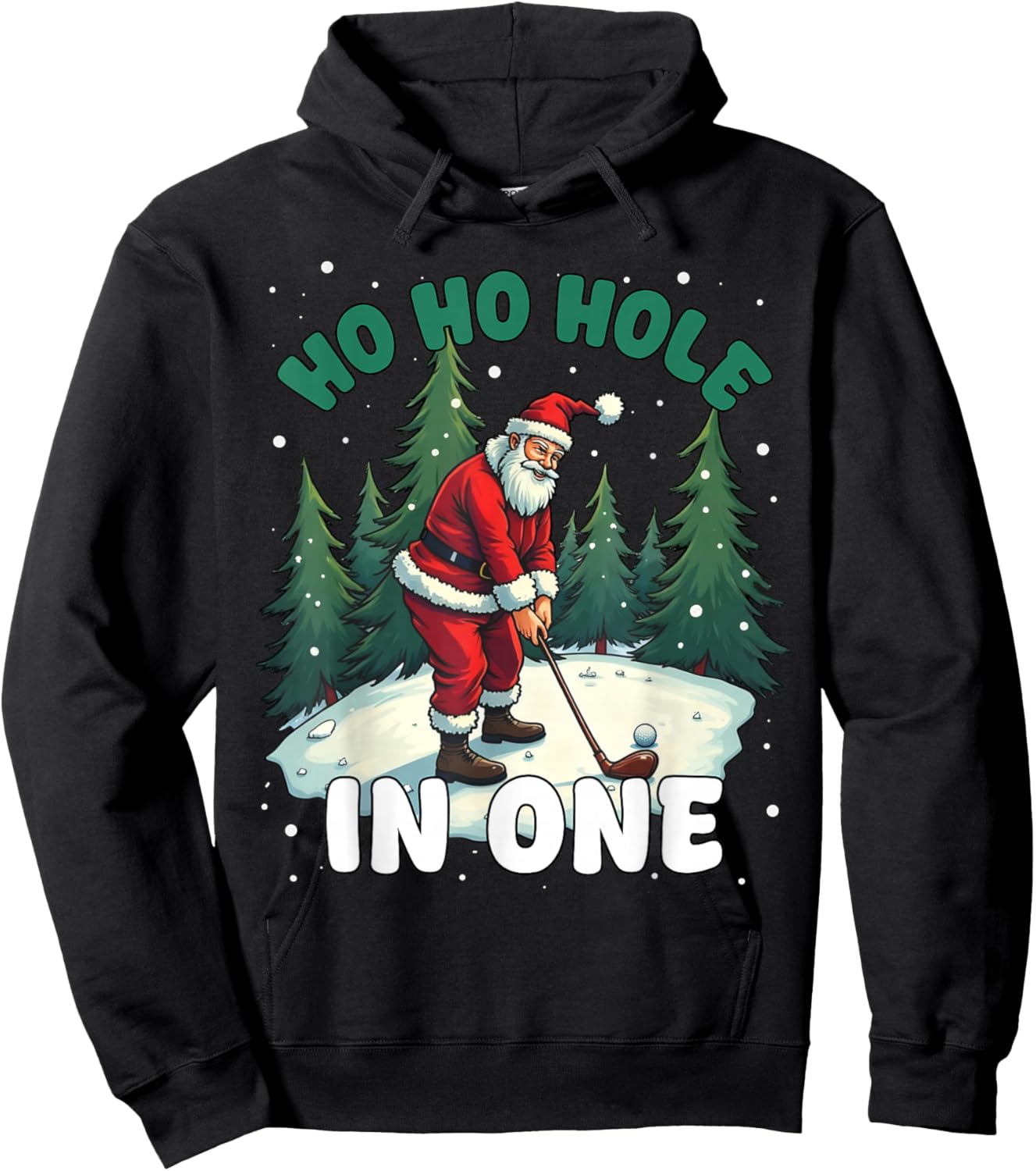 Santa Claus Hole in One for Golf Lovers Funny Christmas Golf Hoodie - Hoodie | Black