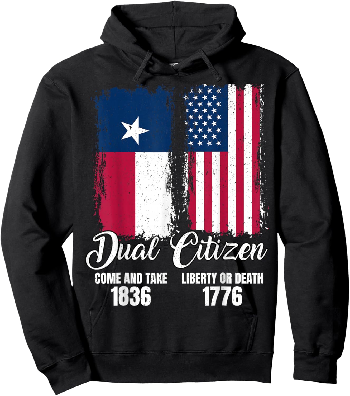 Texas Independence Day Dual Citizen Texan & American Flag Hoodie - Hoodie | Black