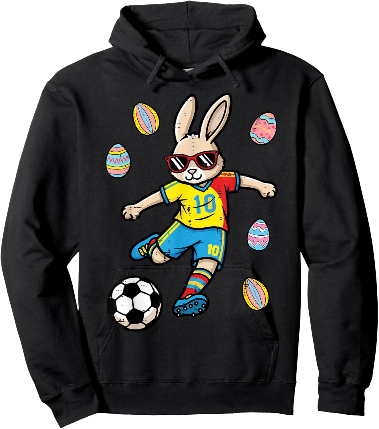 Easter Bunny Soccer Kick Rabbit Football Boys Kids Youth Men Hoodie - Hoodie | Black