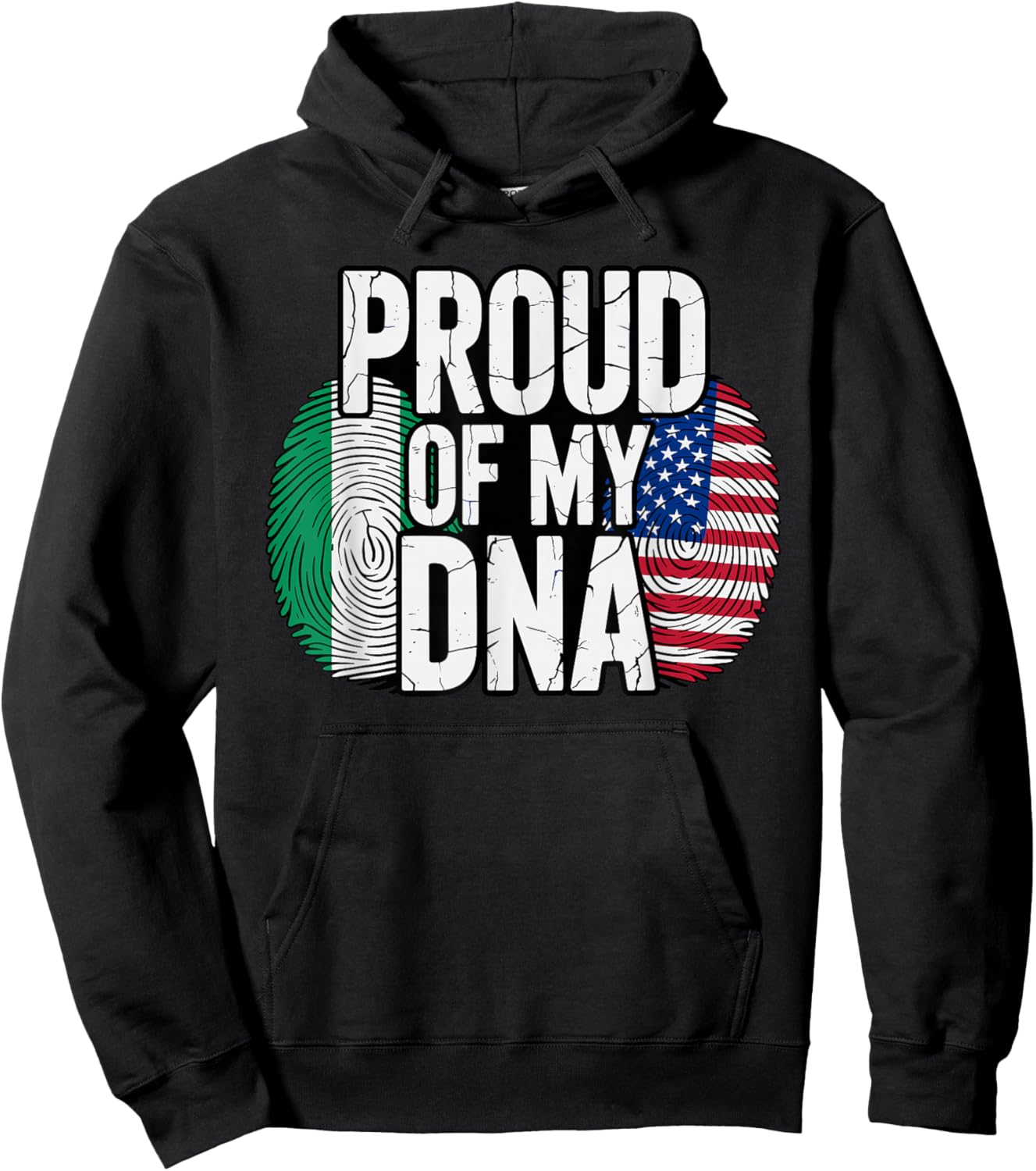 Proud of My DNA Half American Nigerian Roots Nigeria USA Hoodie - Hoodie | Black