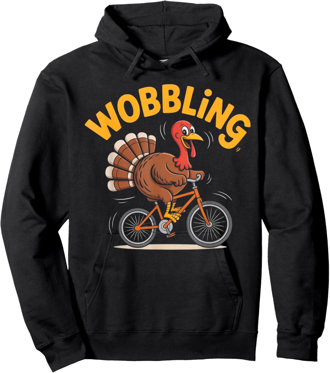 Turkey Riding Bike Funny Thanksgiving Hoodie - Hoodie | Black