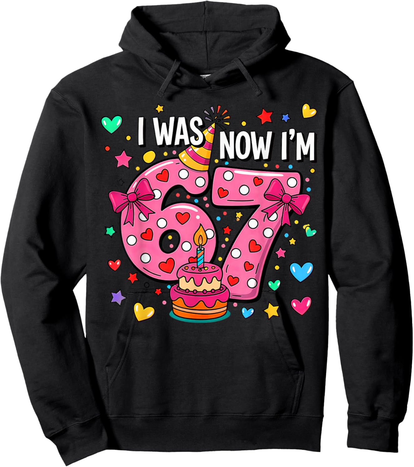 I was 6 Now Im 7 Bow Cake 7th Birthday 67 Hoodie - Hoodie | Black