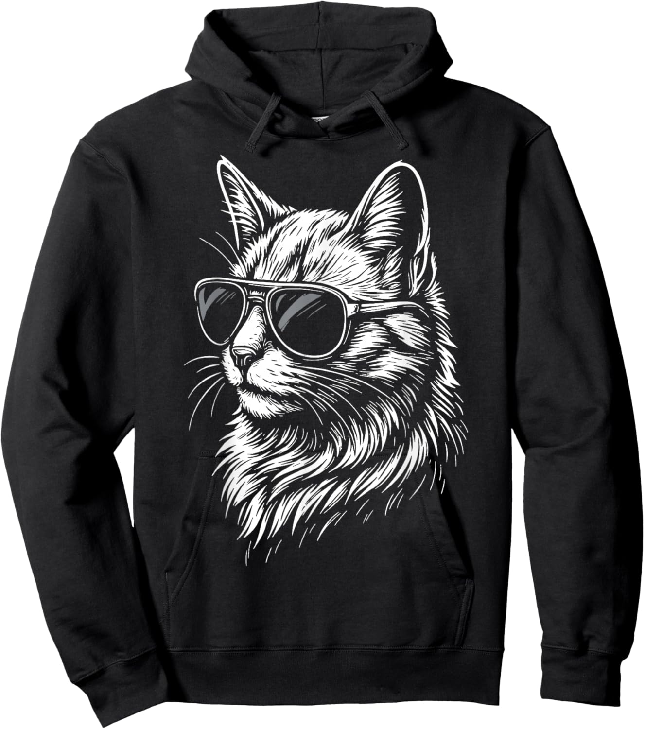Cat with Sunglasses Hoodie - Hoodie | Black