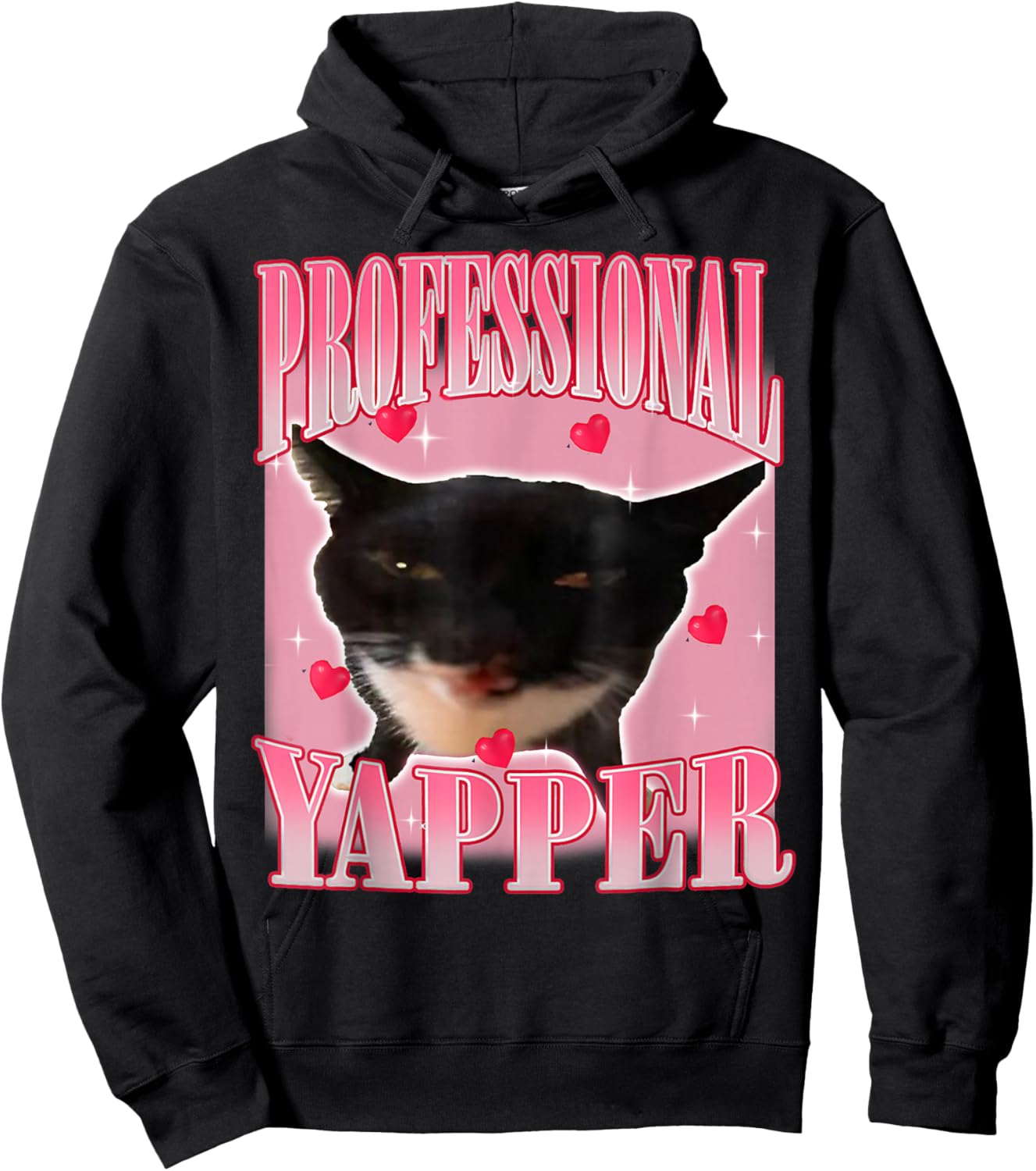 Professional Yapper Cat Funny Oddly Specific Dank Meme Hoodie - Hoodie | Black