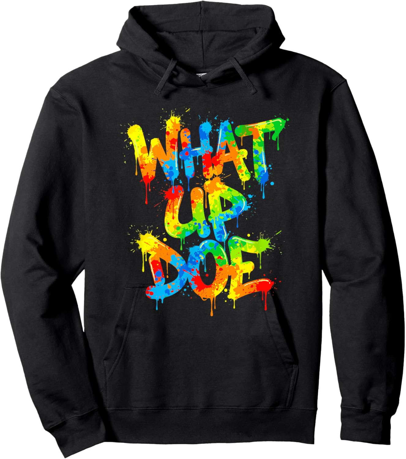 What Up Doe | Graffiti Style Urban Detroit Michigan Hoodie - Hoodie | Black