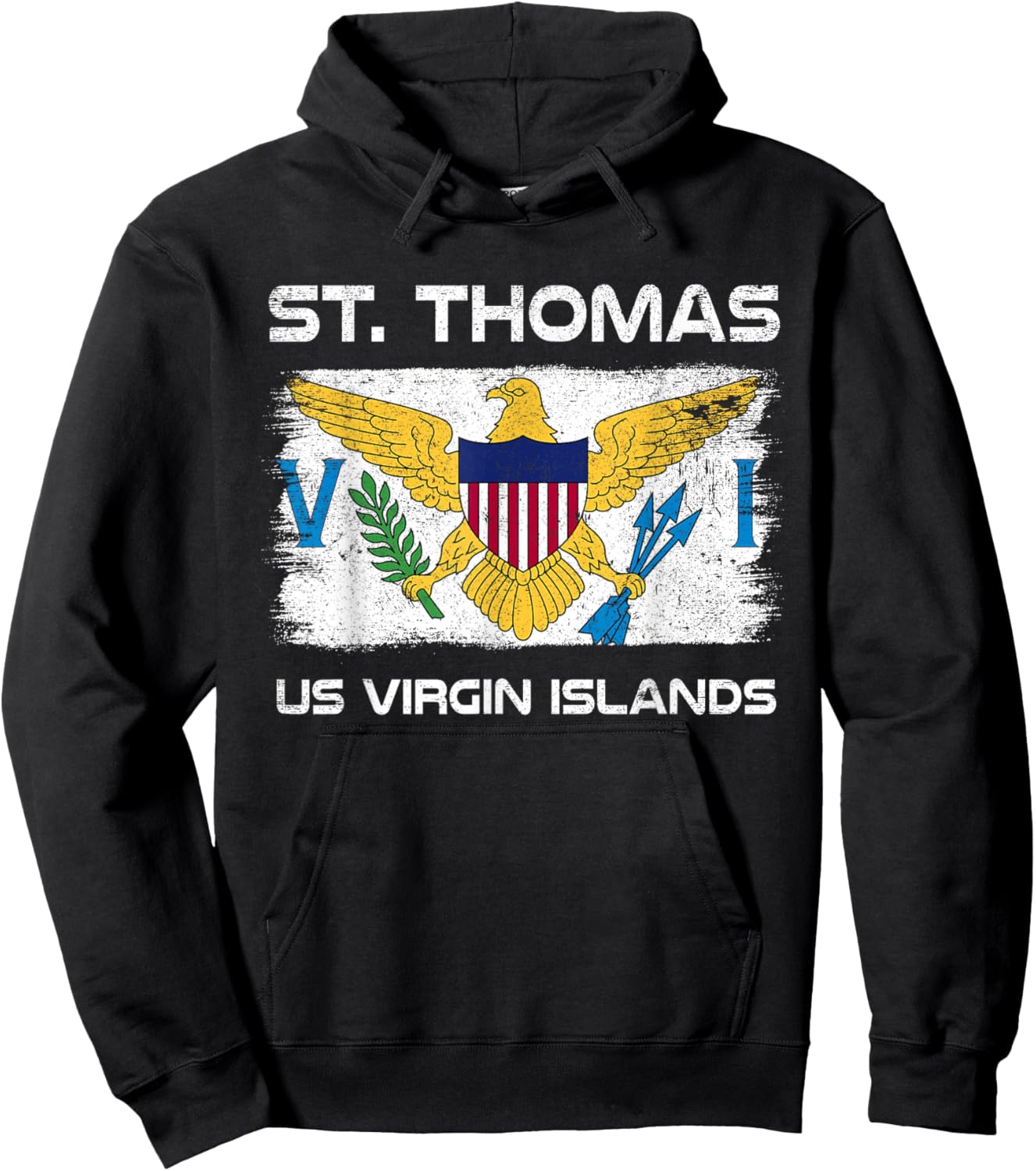 St. Thomas USVI Flag Design USVI Flag Hoodie - Hoodie | Black