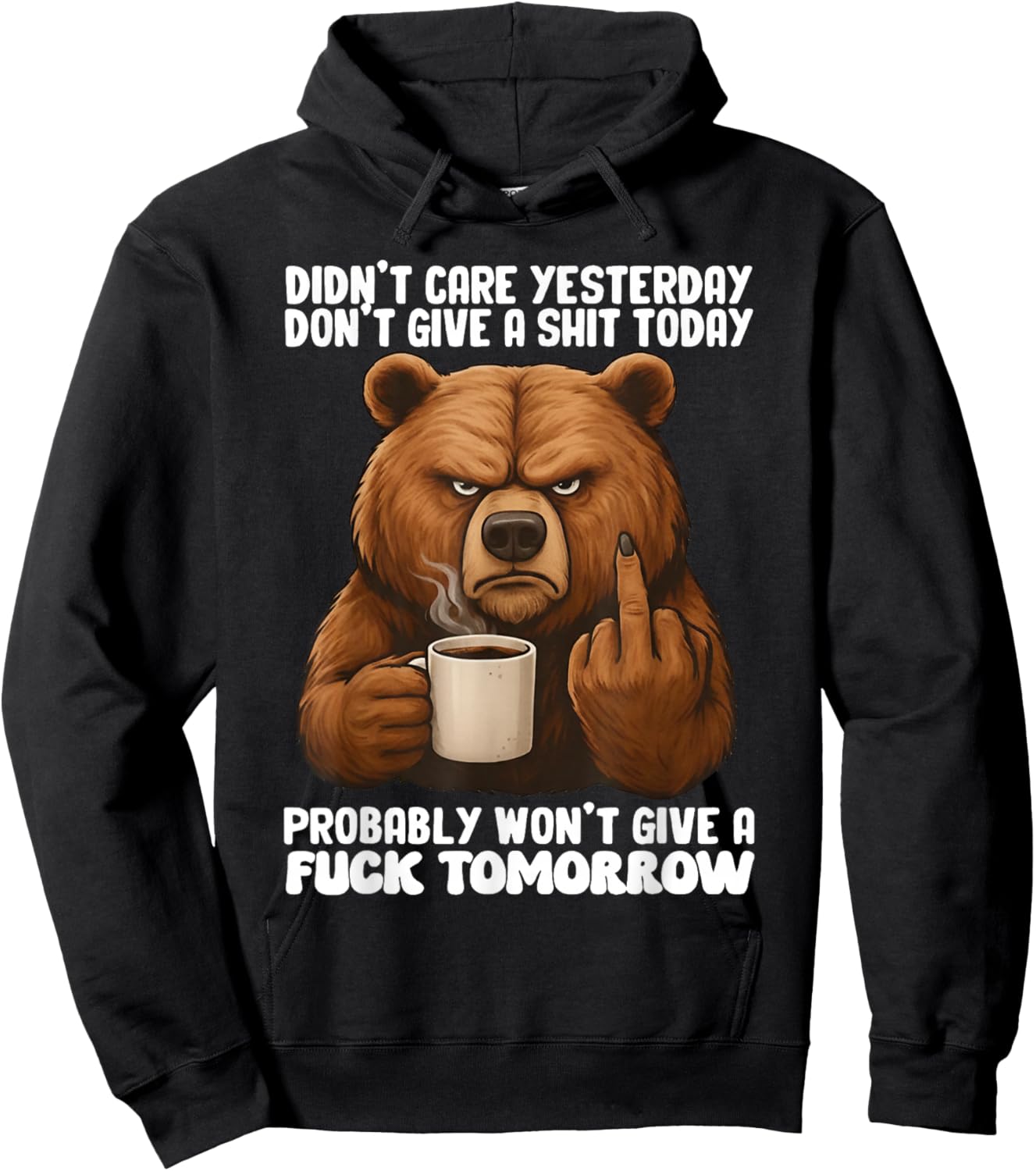 Bear Didn't Care Yesterday Don't Give A Shit Today Probably Hoodie - Hoodie | Black