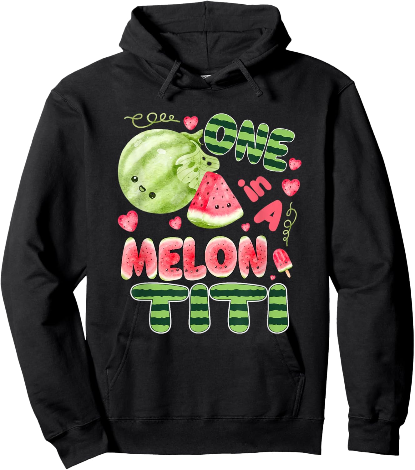 One in a Melon Titi 1st Birthday Party Family Matching Hoodie - Hoodie | Black