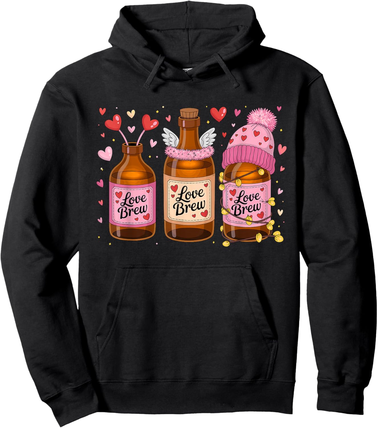 Funny Valentine Beer Design Hoodie - Hoodie | Black
