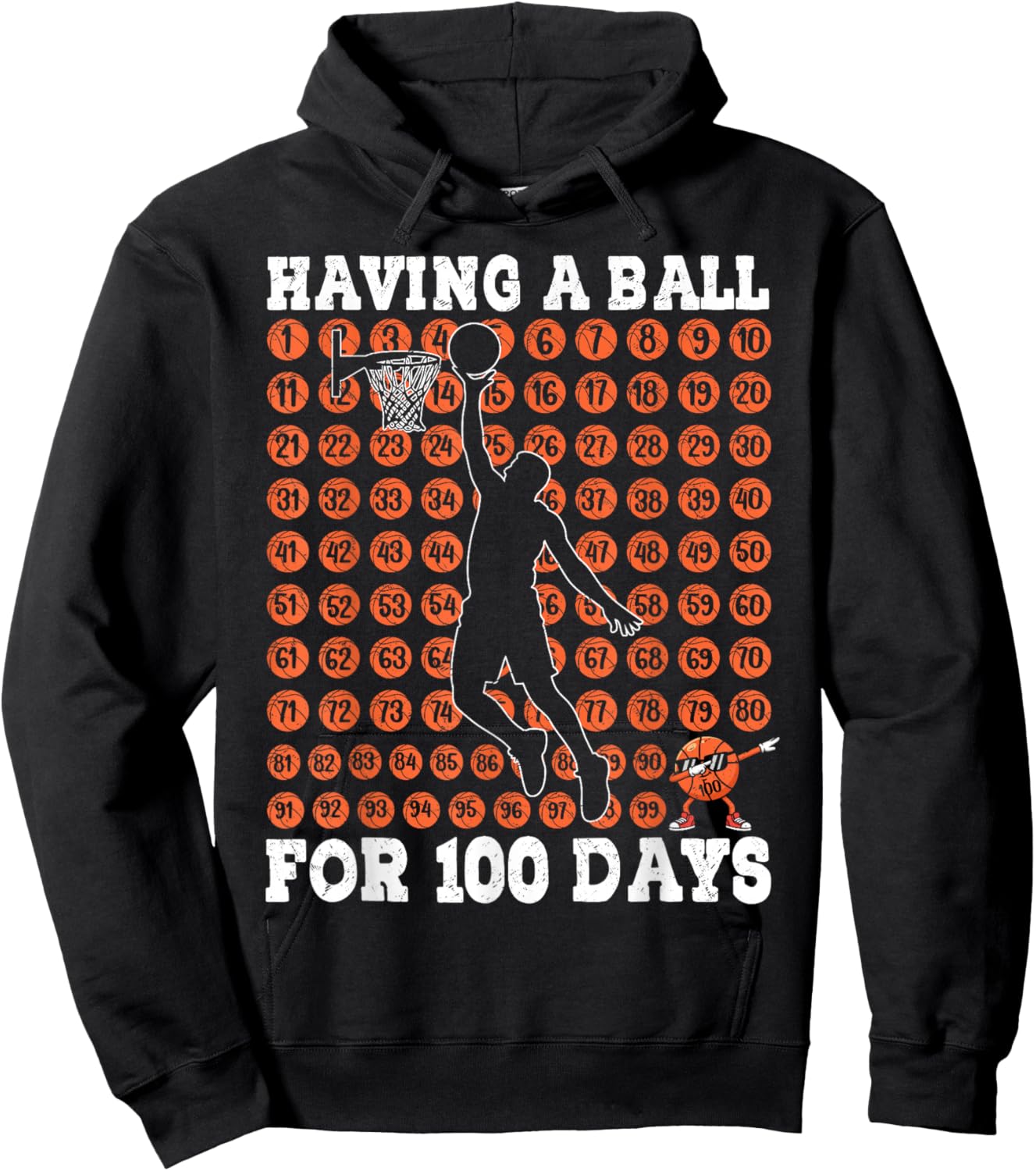Boys 100 Days of School Basketball 100th Day of School Kids Hoodie - Hoodie | Black