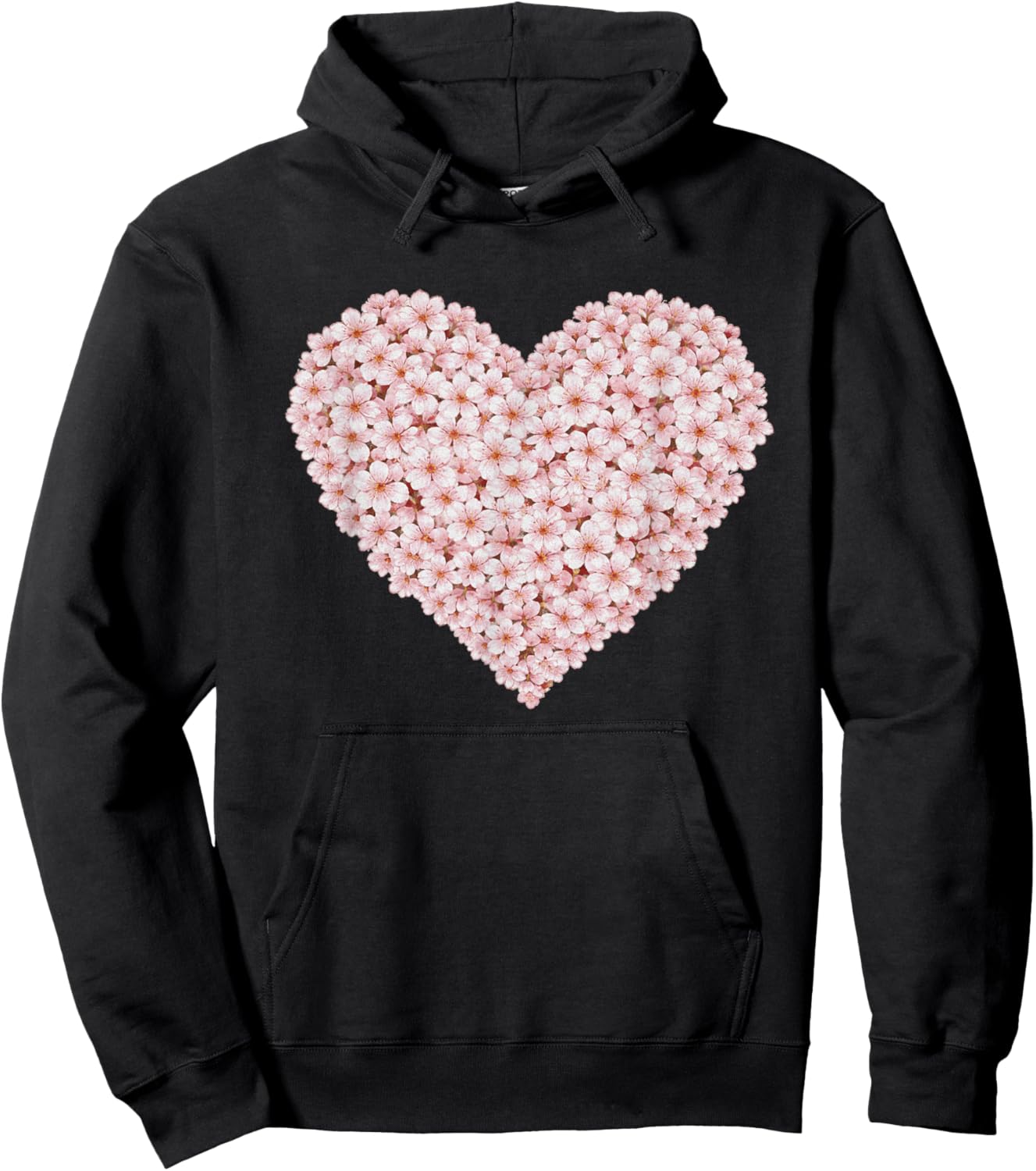 Beautiful Japanese Cherry Blossom Heart Graphic Design Art Hoodie - Hoodie | Black
