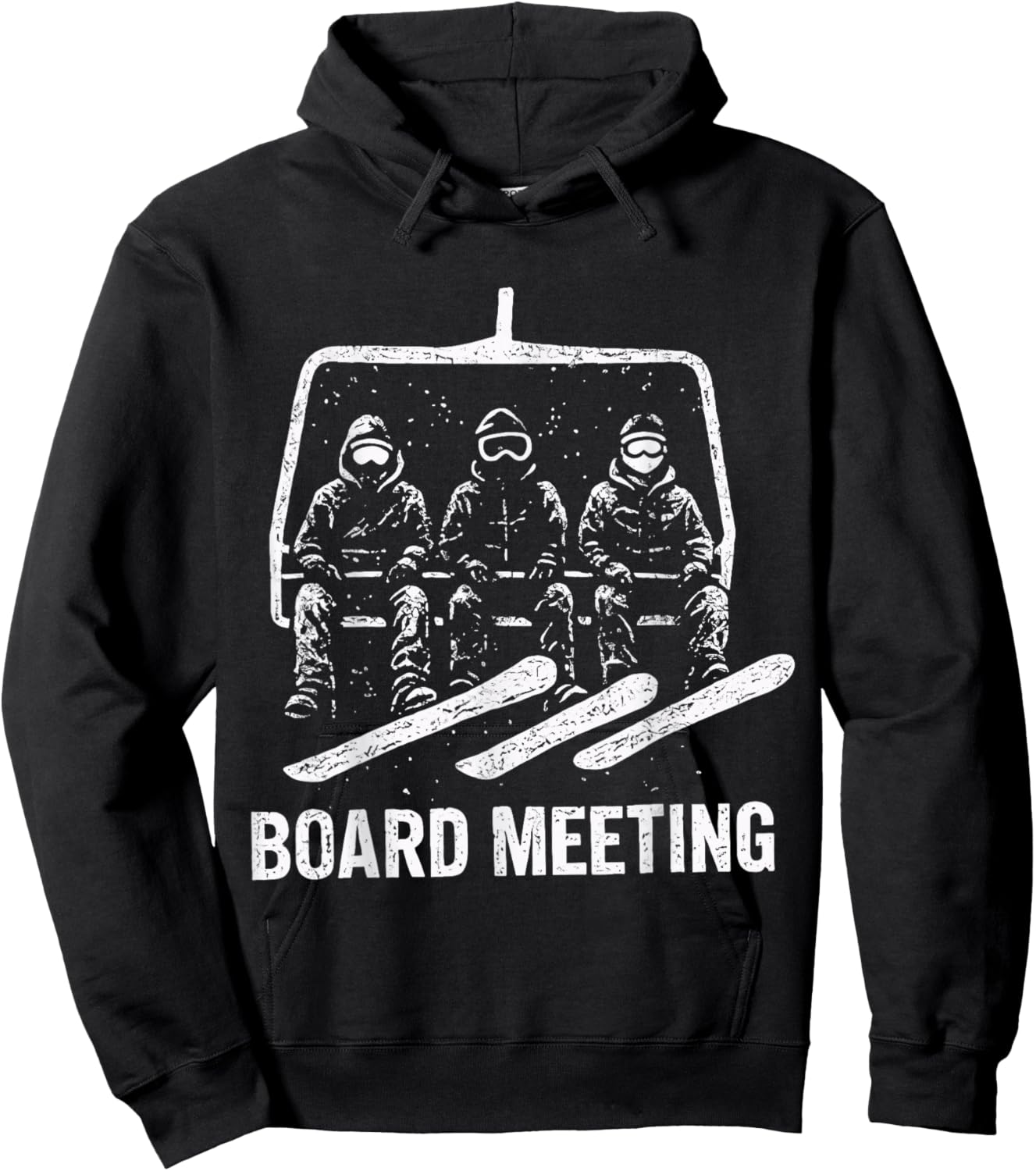 Board Meeting Skiing Lift Skier Winter Sports Snowboard Snow Hoodie - Hoodie | Black