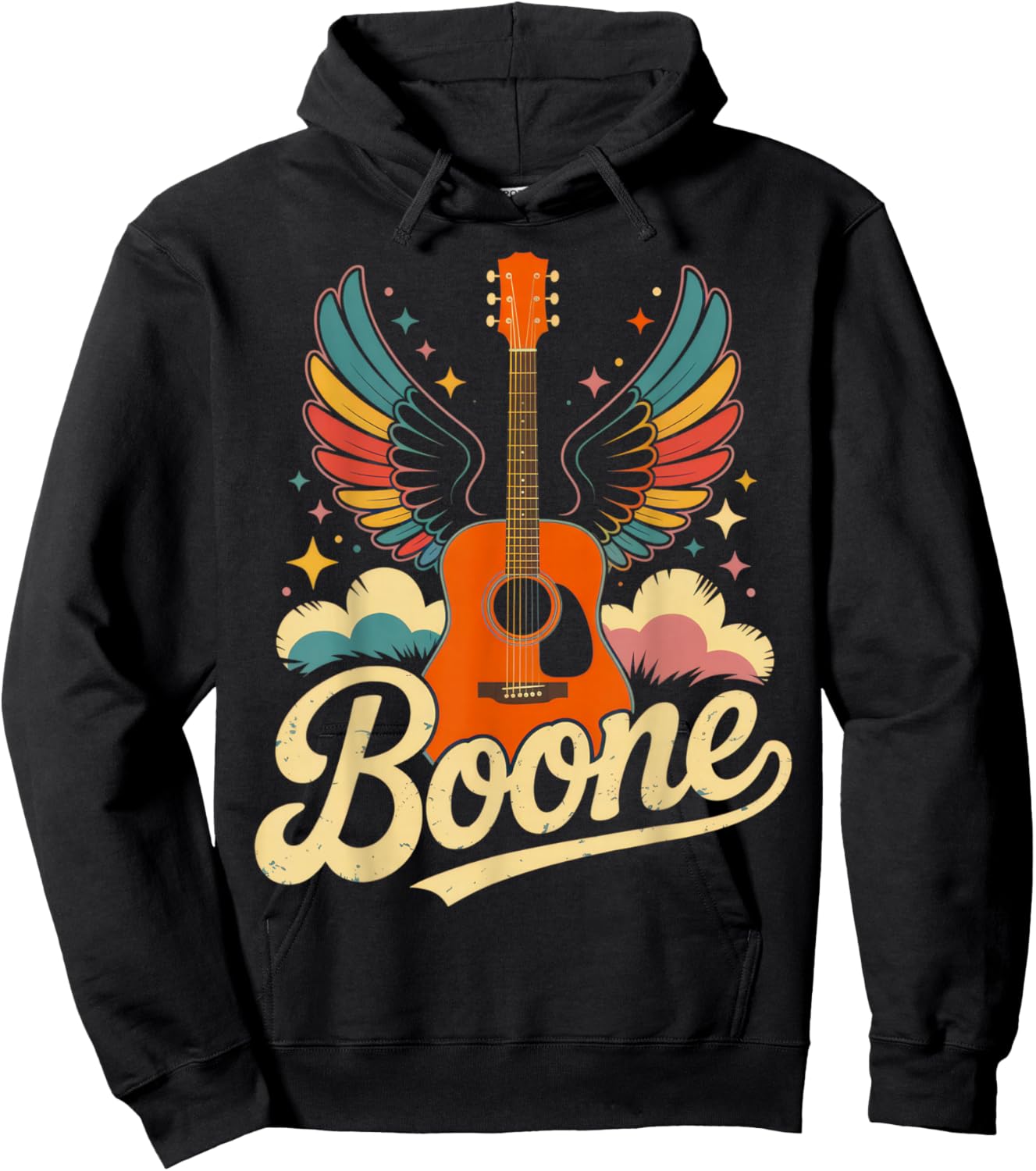 Boone Guitar Enthusiast Vibes Summer Music Festival Mood Hoodie - Hoodie | Black