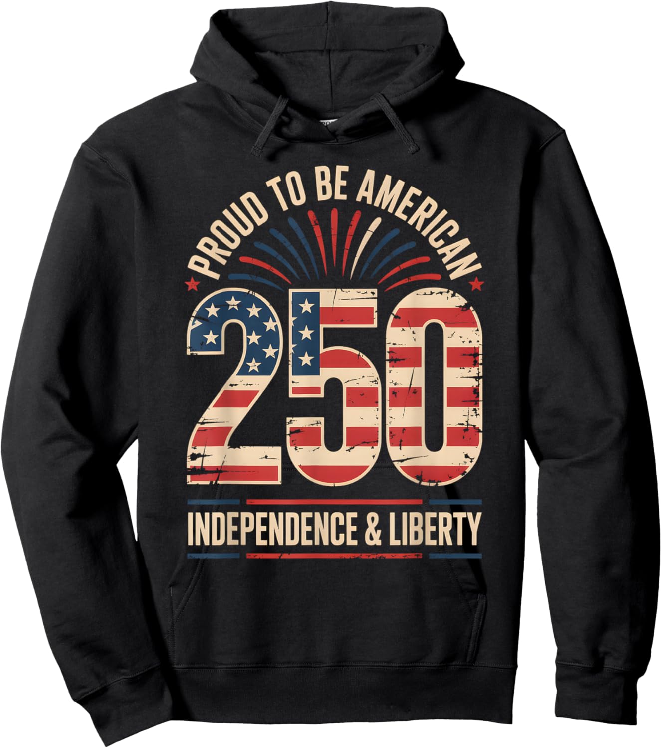 250 Years of Freedom | American 1776–2026 Patriotic Hoodie - Hoodie | Black
