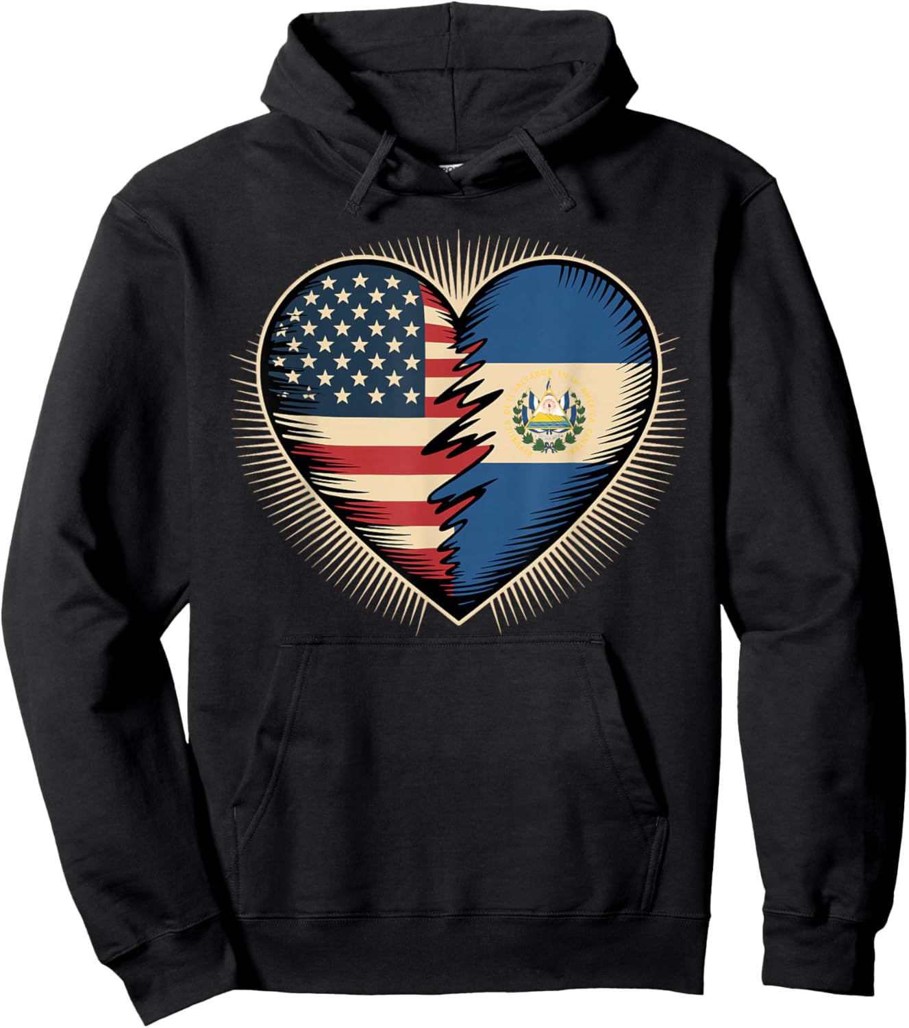Half American Salvadoran Roots USA El Salvador Hoodie - Hoodie | Black