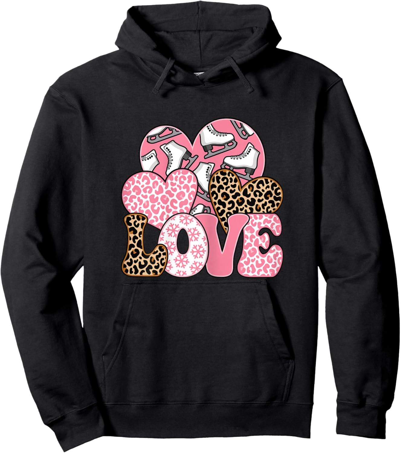 Love Ice Skating Cute Ice Skater Skate Women Girls Hoodie - Hoodie | Black