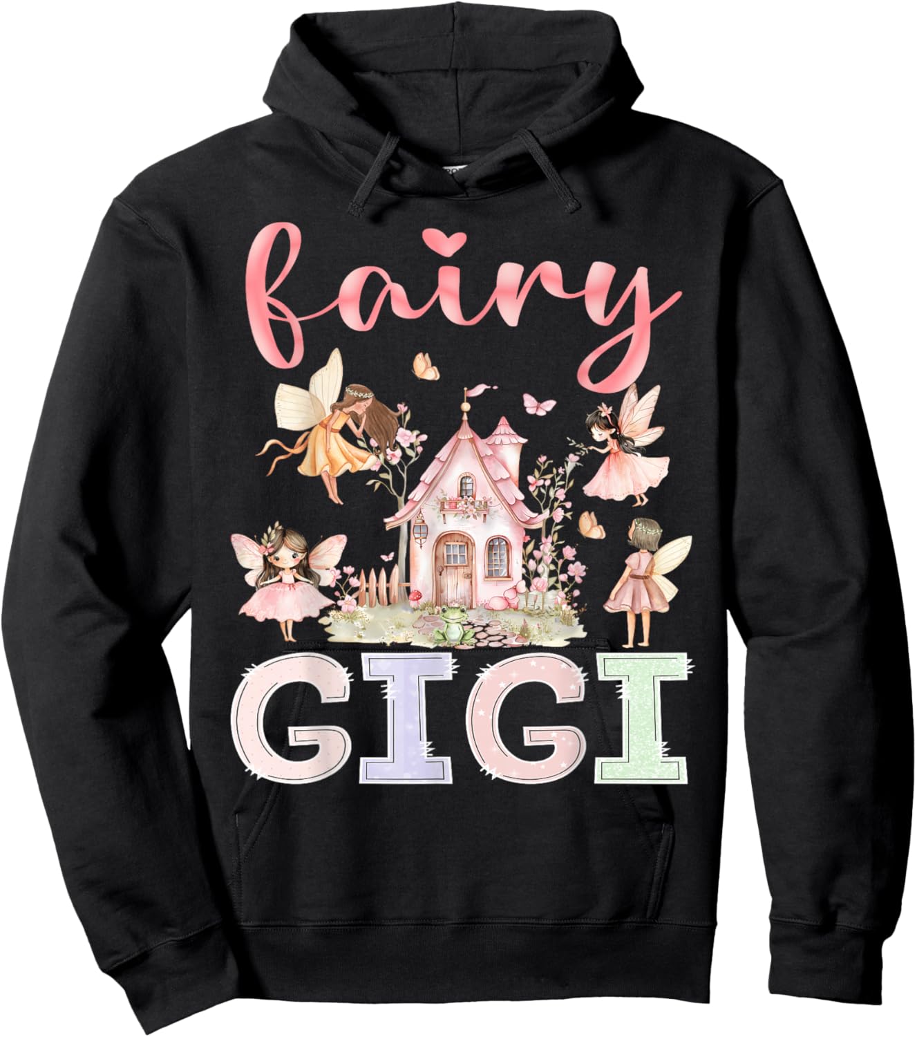Fairy Gigi Magical Floral Funny Birthday Girl Fairytale Hoodie - Hoodie | Black