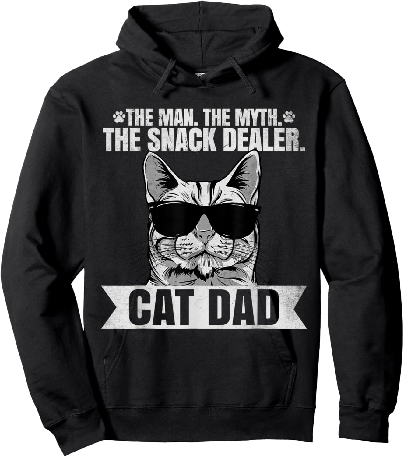 Cat Dad - The Man The Myth The Snack Dealer Cat Lover Hoodie - Hoodie | Black