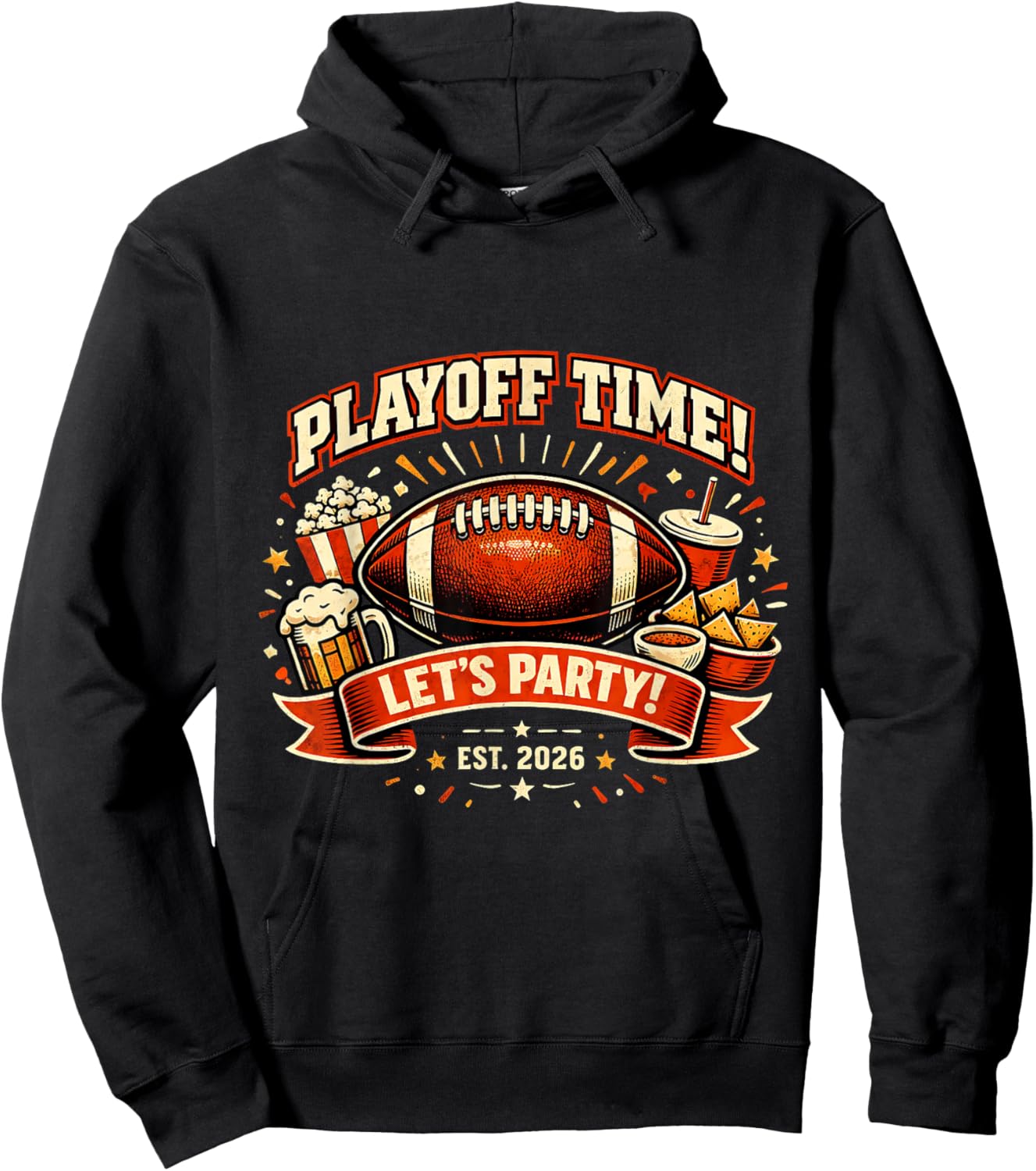 Watch Party 2026 Playoff Game Day Football Friends Snacks Hoodie - Hoodie | Black