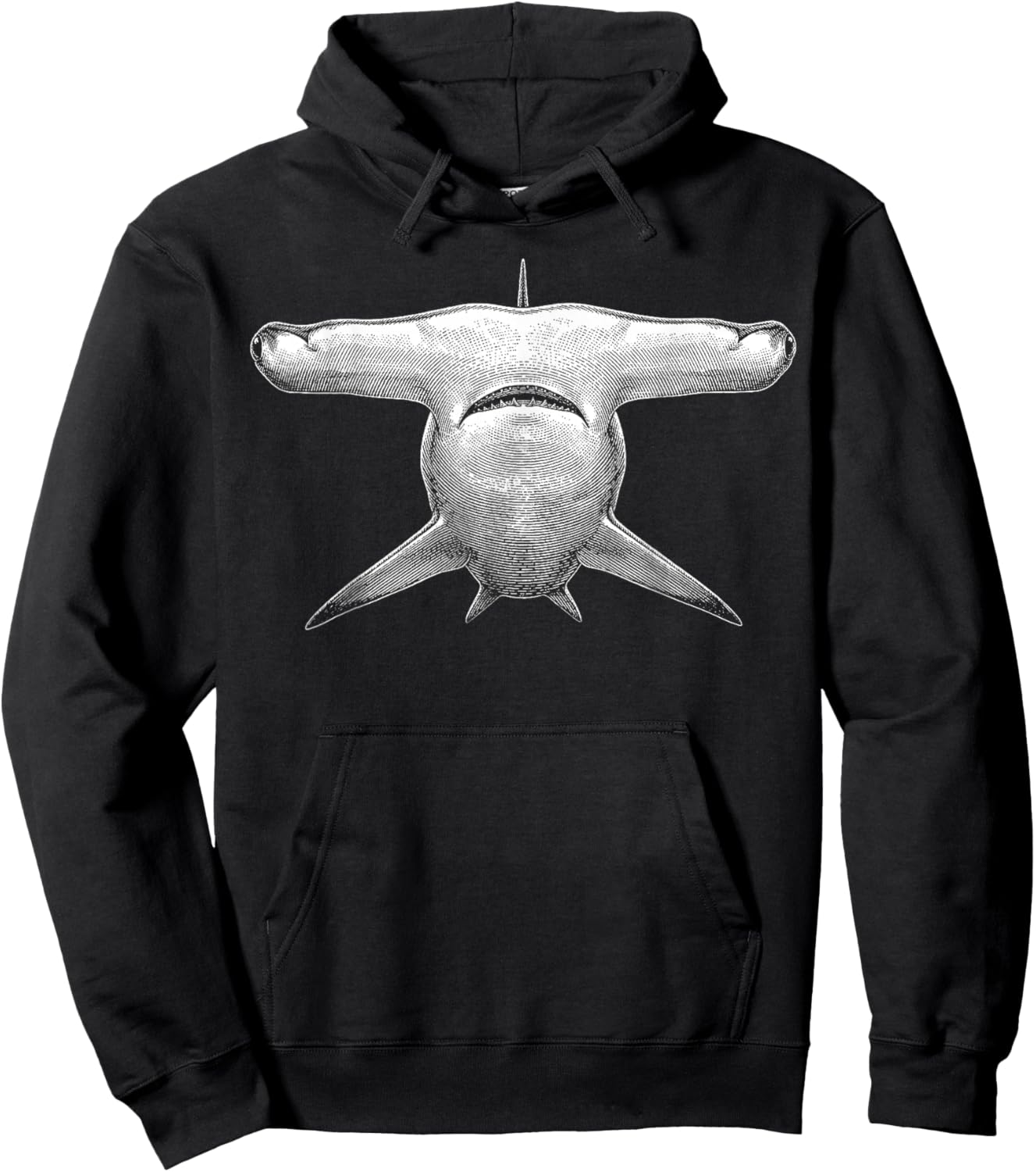 Hammerhead Shark Face Vintage Engraving Ocean Species Hoodie - Hoodie | Black