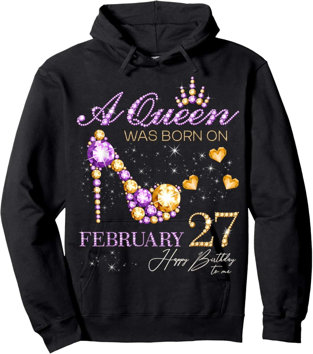 A Queen was Born on February 27 Happy Birthday to Me Queen Hoodie - Hoodie | Black