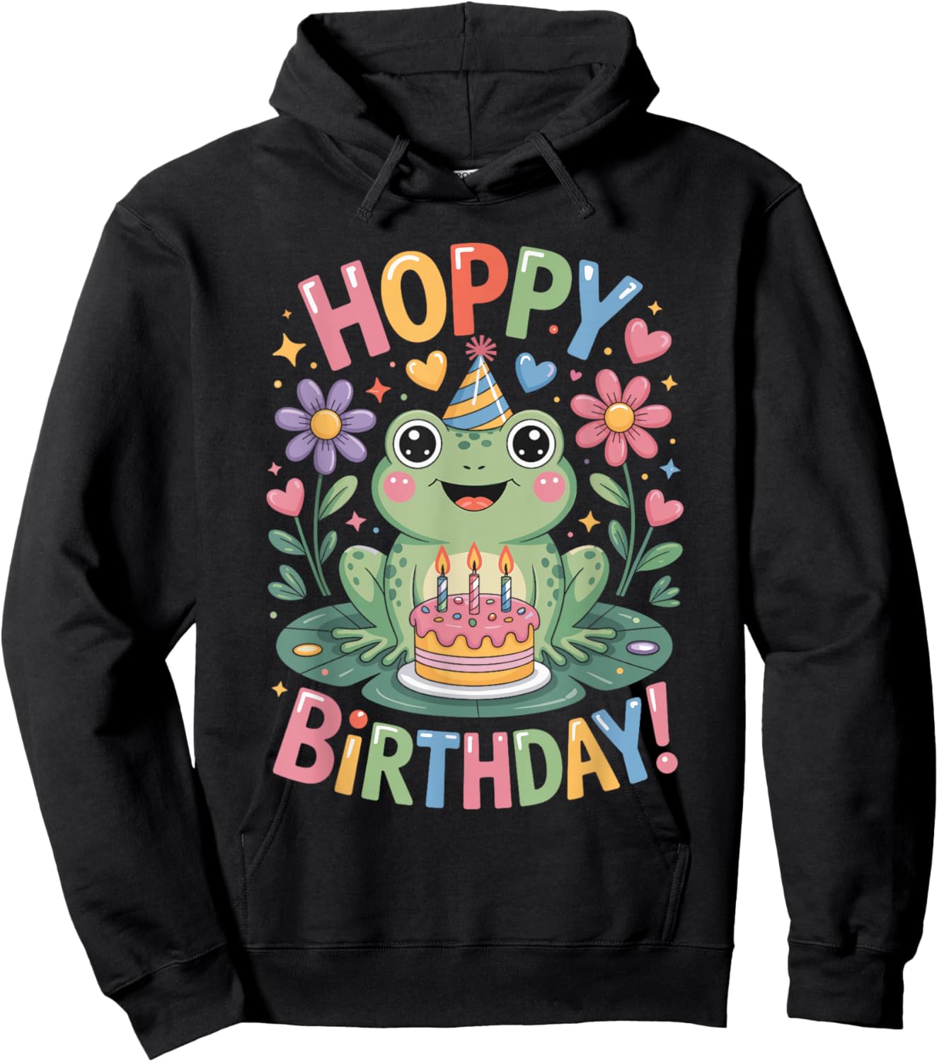 Cute Frog Birthday Hoppy Birthday Hoodie - Hoodie | Black