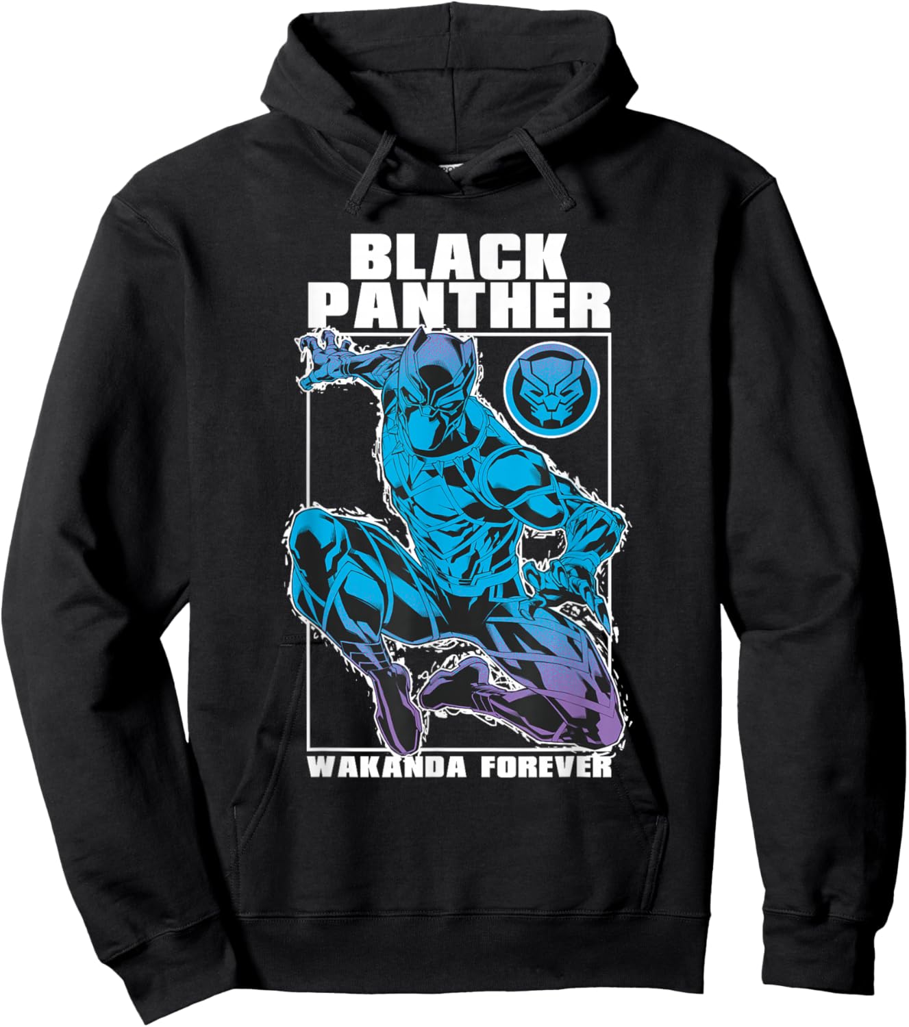 Marvel Comics Black Panther Wakanda Forever Neon Hoodie - Hoodie | Black