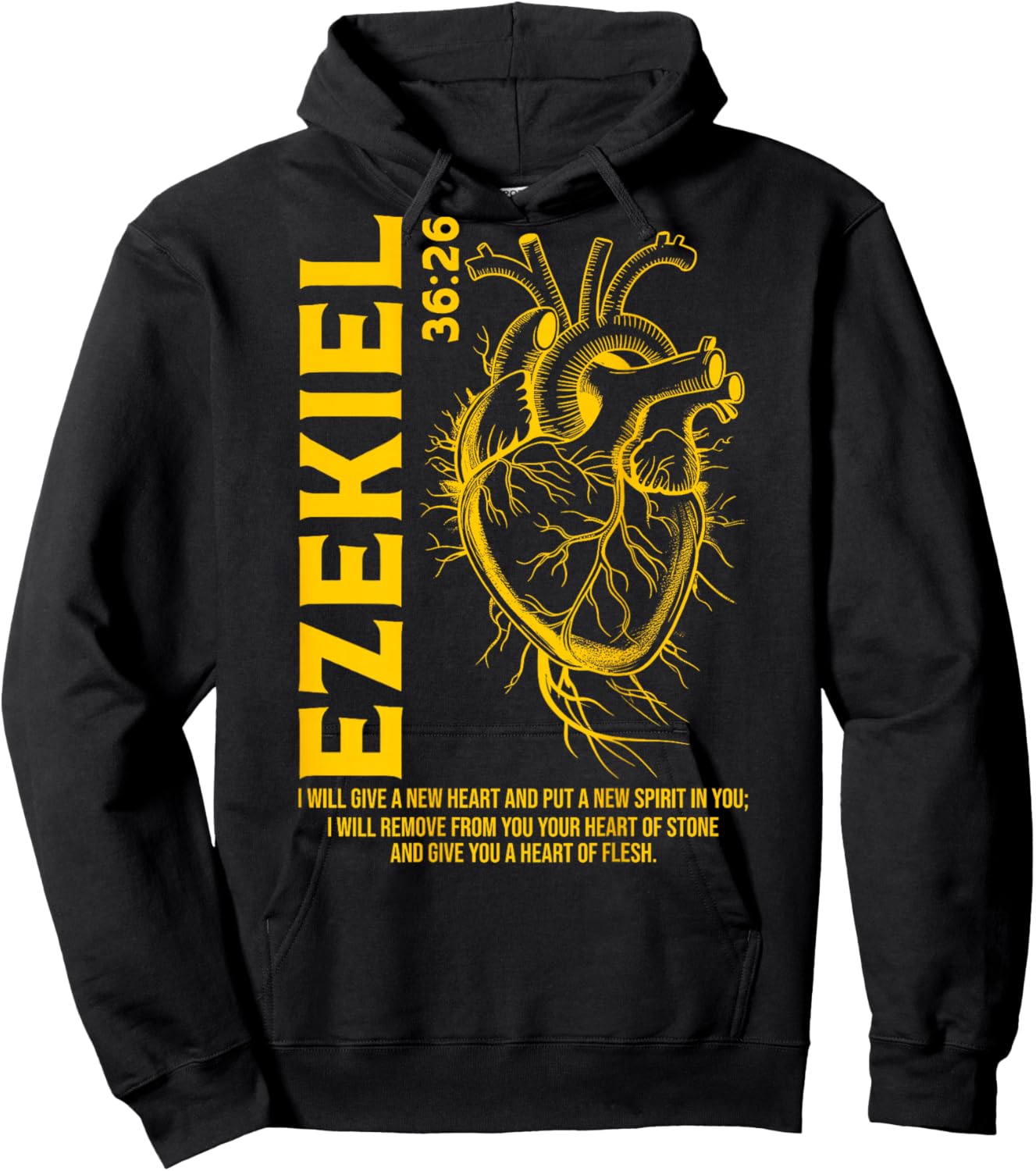 Vintage Ezekiel 36-26 Heart of Flesh Bible Verse Christian Hoodie - Hoodie | Black