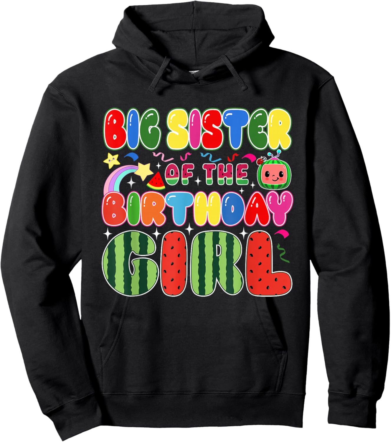Big Sister of The Birthday Girl Melon Family Matching Funny Hoodie - Hoodie | Black