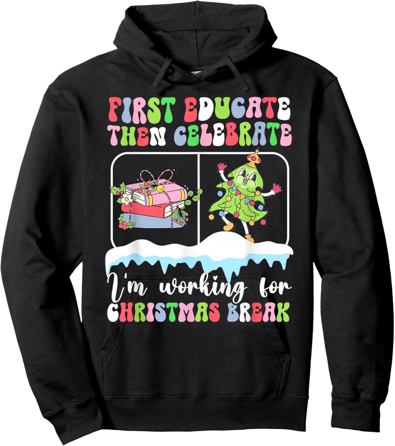 Groovy SPED Teacher Christmas SPED Teaching Xmas Party Hoodie - Hoodie | Black