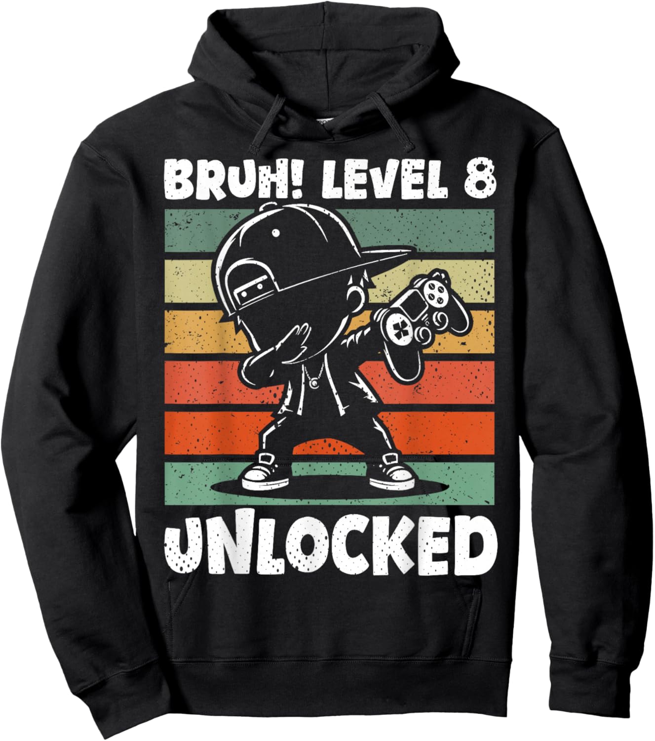 Bruh Level 8 Unlocked 8 Year Old 8th Birthday Dabbing Boy Hoodie - Hoodie | Black