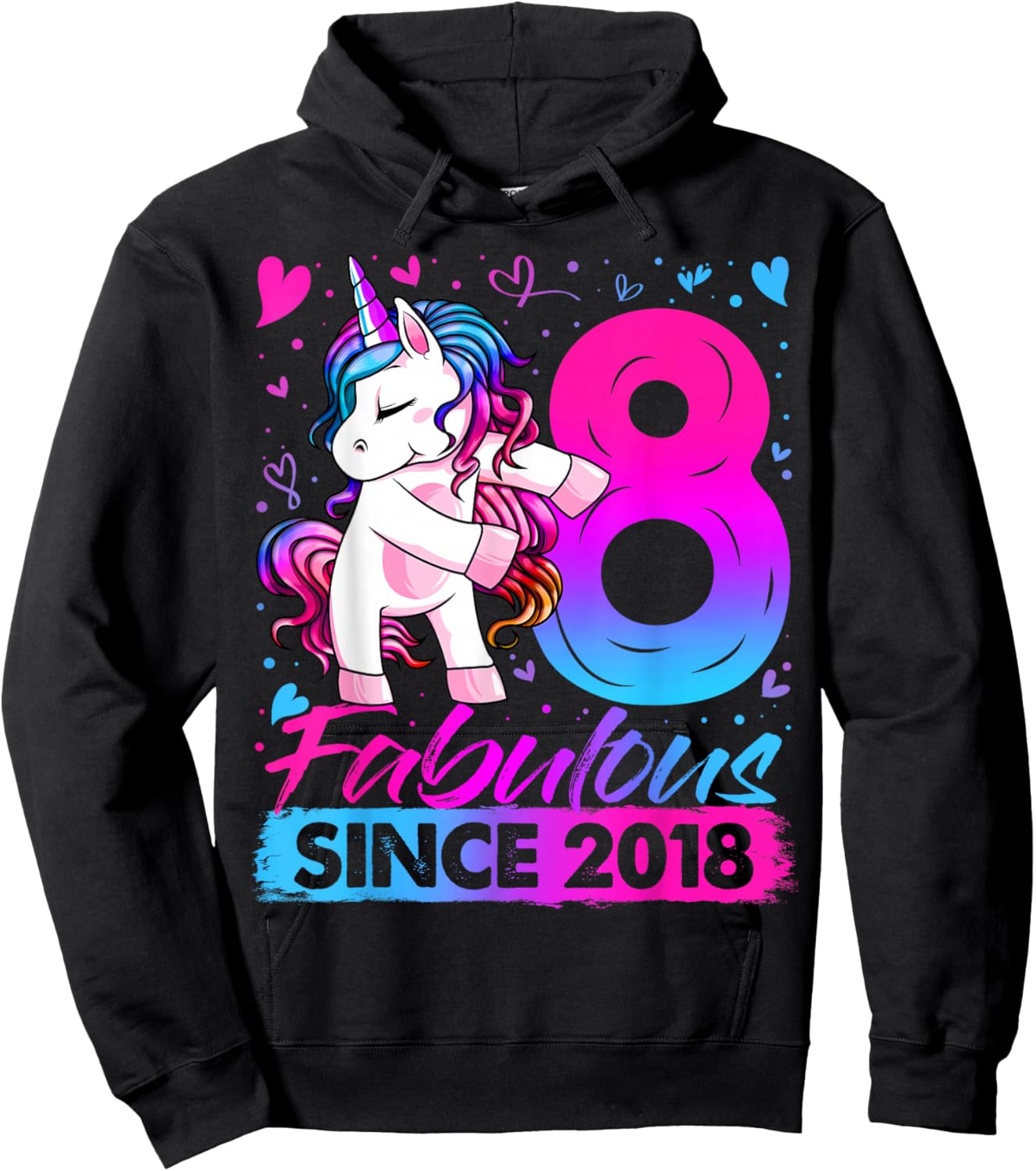 8th Birthday Shirt Girl 8 Year Old Gifts 8 Birthday Girl Hoodie - Hoodie | Black