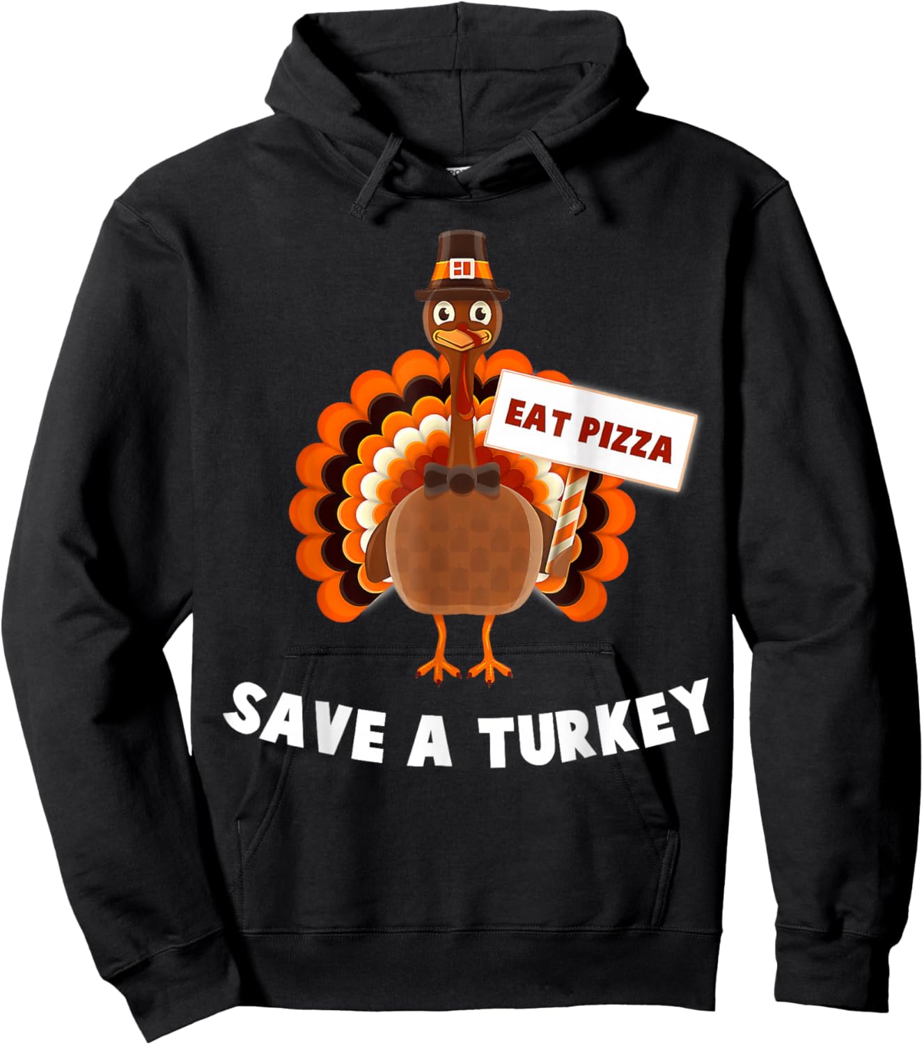 Save A Turkey Eat Pizza Thanksgiving Hoodie - Hoodie | Black