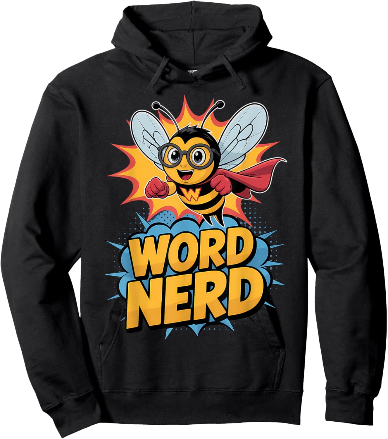 Word Nerd Superhero Spelling Bee Teacher Student Hoodie - Hoodie | Black