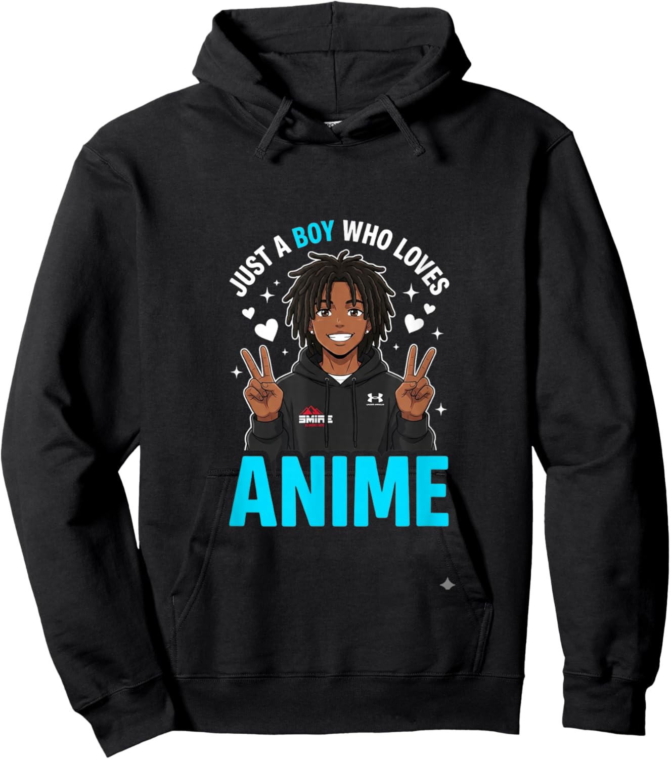 Just A Boy Who Loves Anime Merch African American Afro Hoodie - Hoodie | Black
