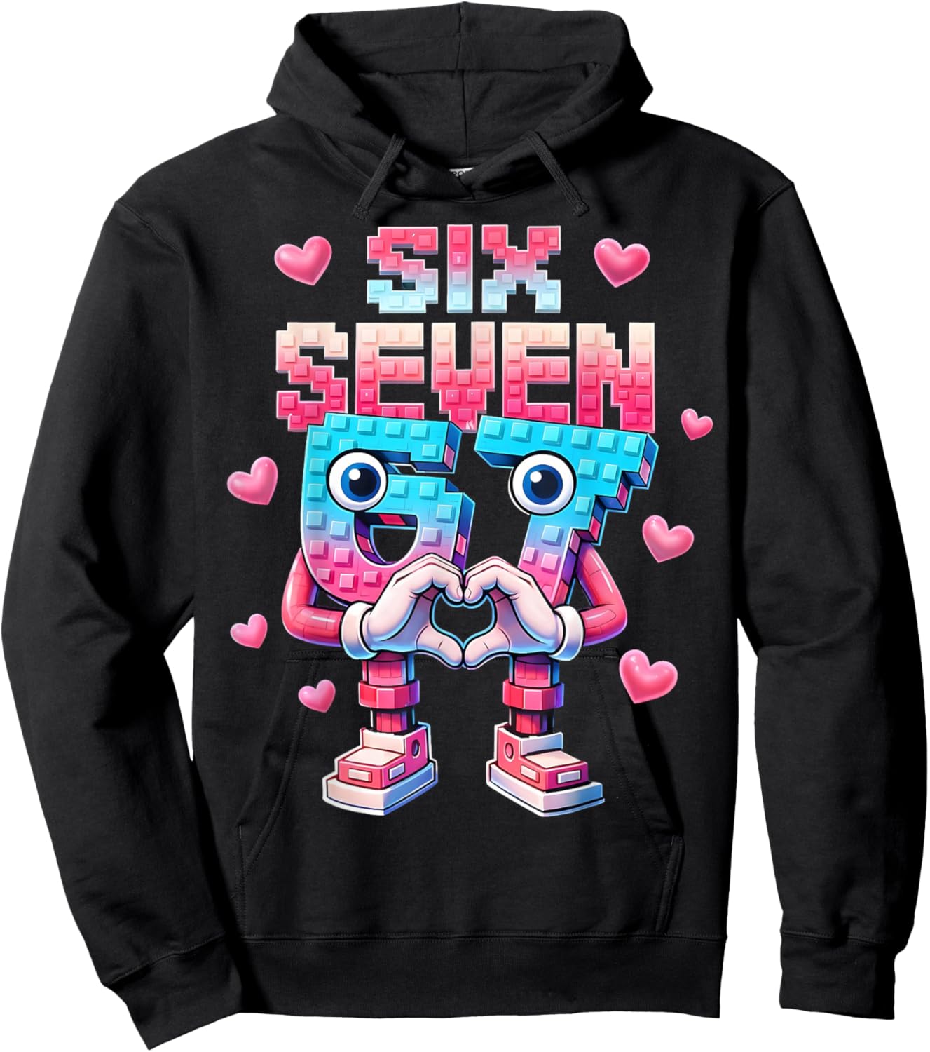 Six Seven 67 Brainrot Valentine Heart Gifts for Girl Boy Kid Hoodie - Hoodie | Black