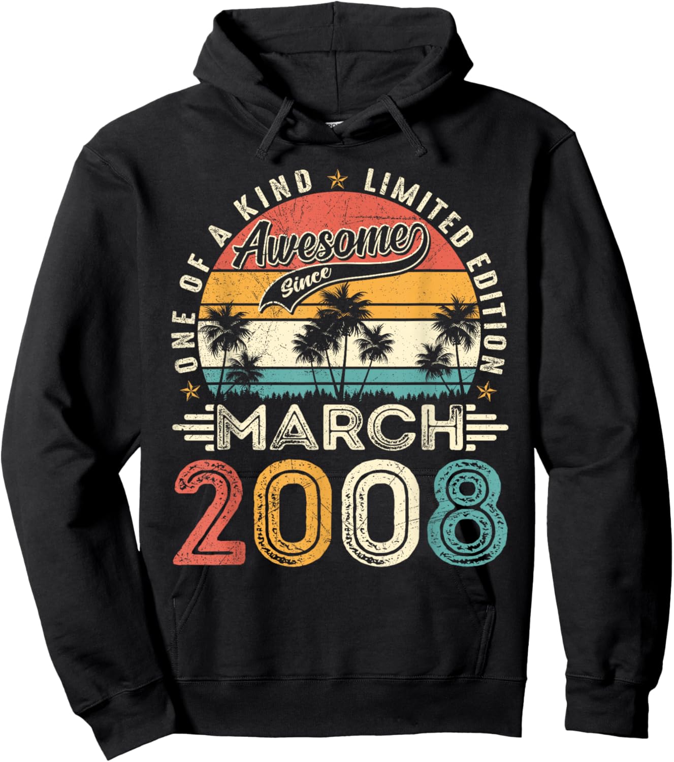 Awesome Since March 2008 Vintage Retro 18th Birthday Boy Men Hoodie - Hoodie | Black