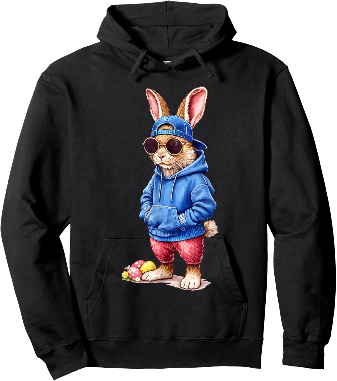 Happy Easter Rabbit Bunny Sunglasses Cap Boys Men Kids Hoodie - Hoodie | Black
