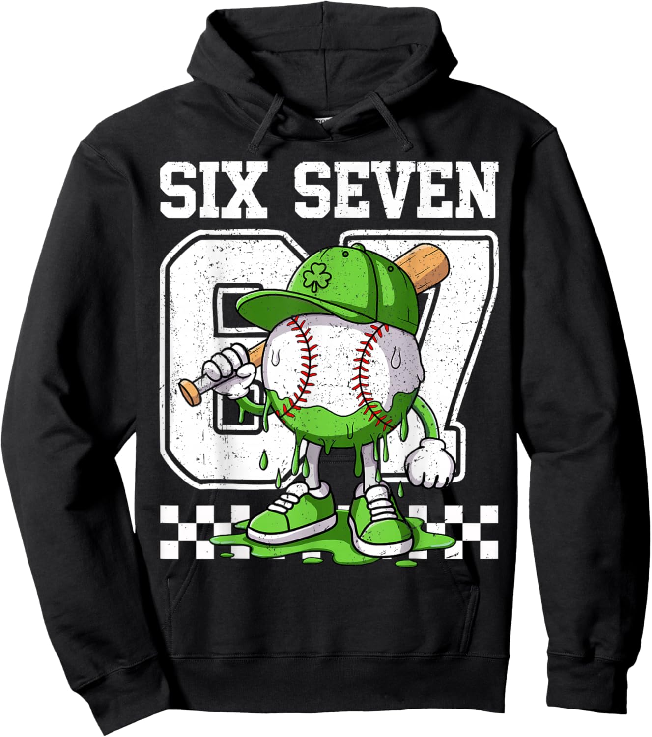 Boys St Patricks Day 67 Six Seven Baseball Ice Cream Drip Hoodie - Hoodie | Black