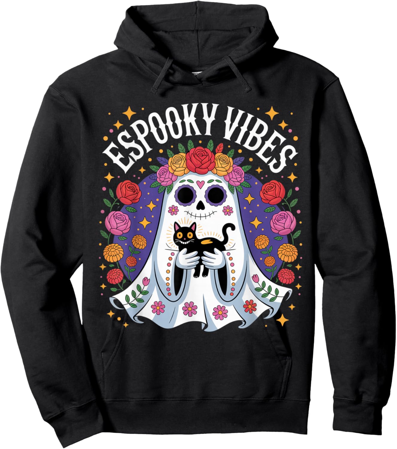 Espooky Vibes Spanish Mexican Halloween Ghost Teacher Women Hoodie - Hoodie | Black