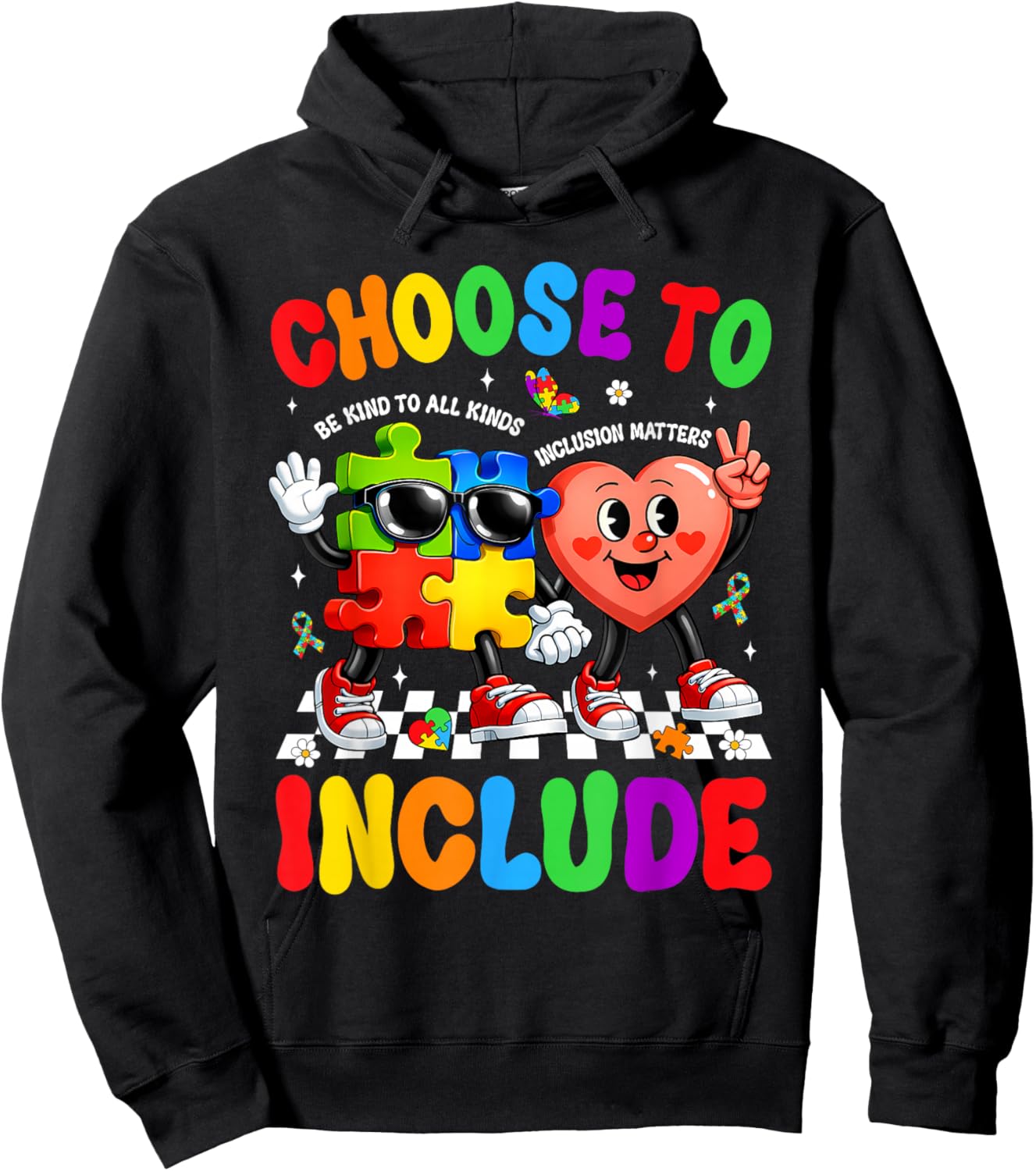 Choose to Include Inclusion Matters Autism Awareness Teacher Hoodie - Hoodie | Black
