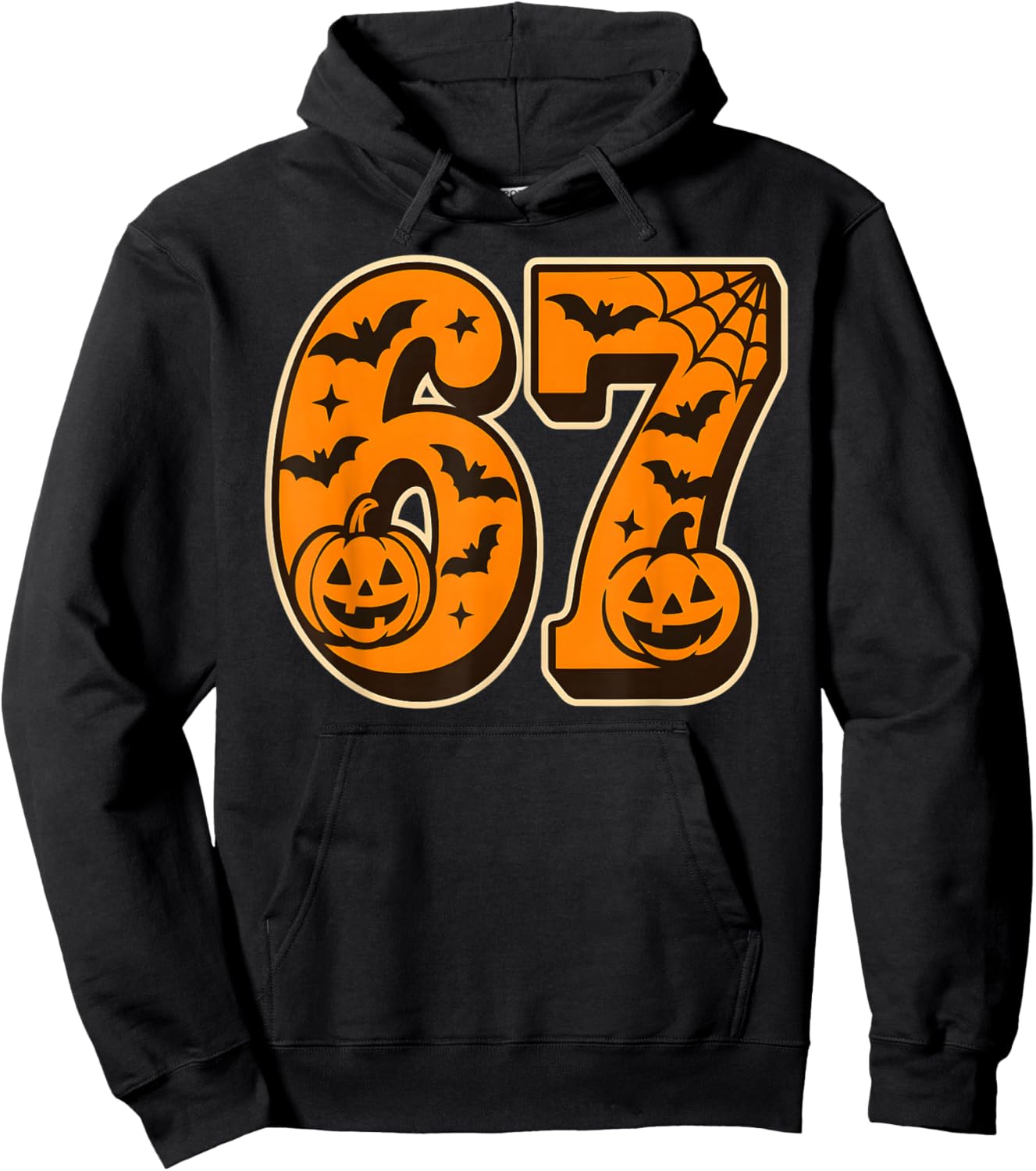 67 Halloween Six Seven Brainrot Meme Boys Kids Funny 6 7 Hoodie - Hoodie | Black