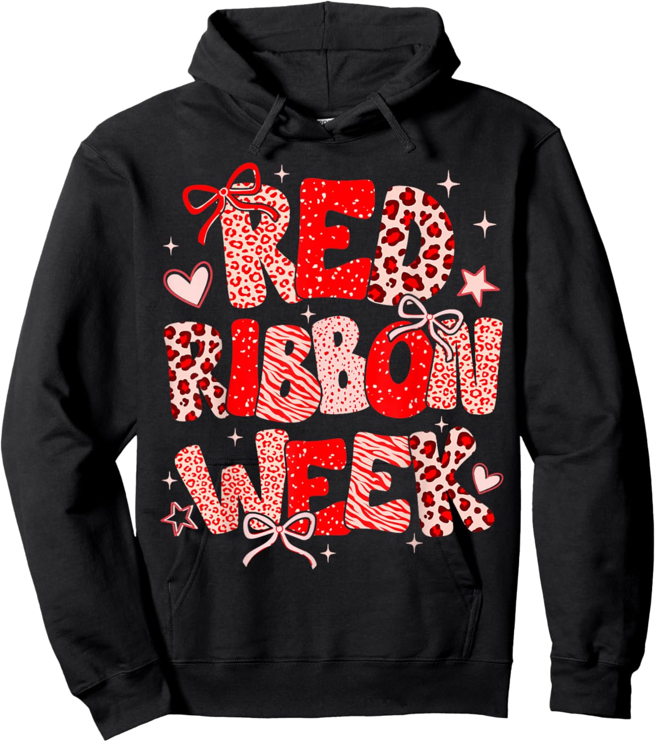 Red Ribbon Week Awareness Coquette Drug Free Anti-Drug Hoodie - Hoodie | Black