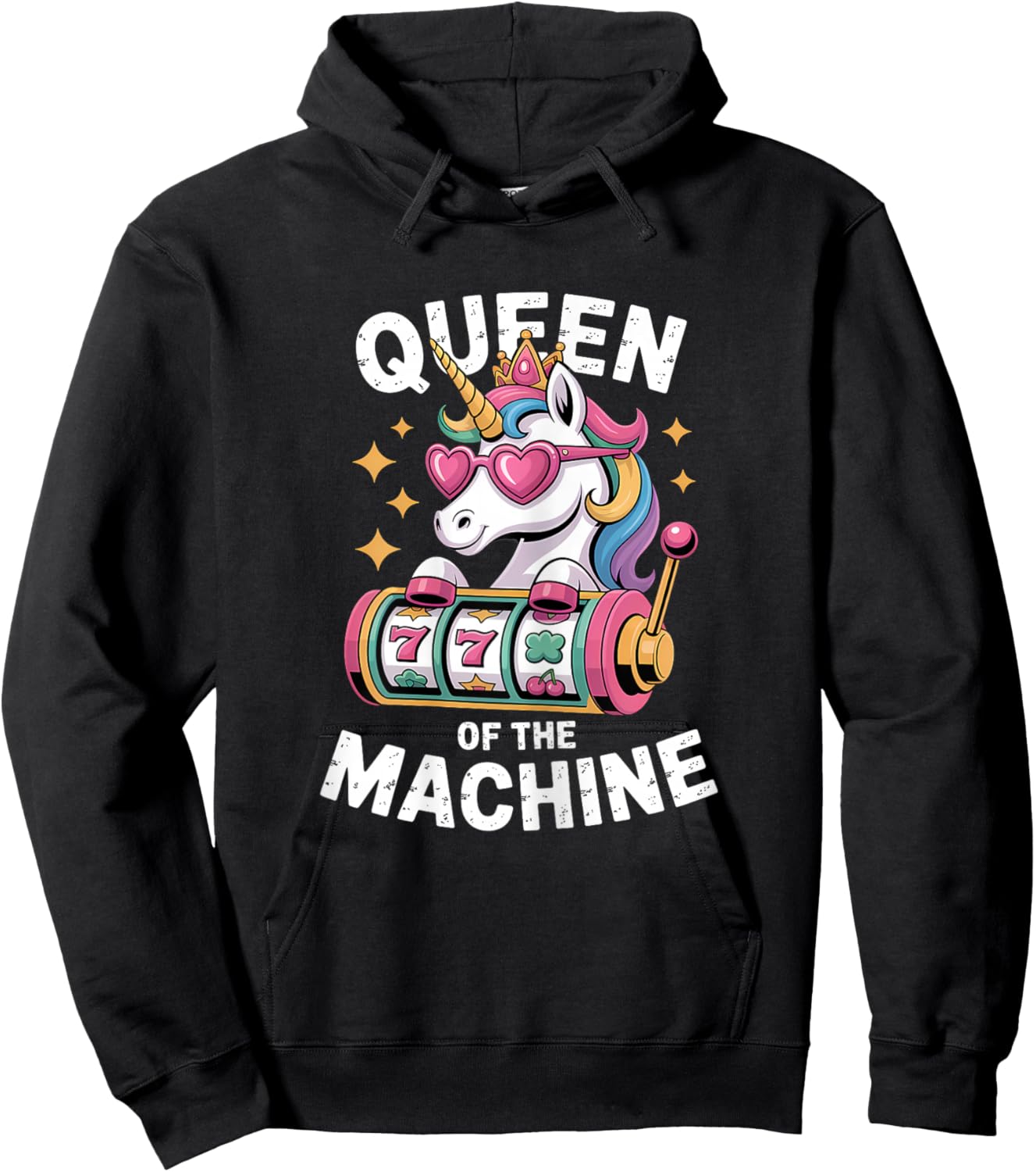 Cute Slot Machine Queen Casino Gambling Poker Player Hoodie - Hoodie | Black