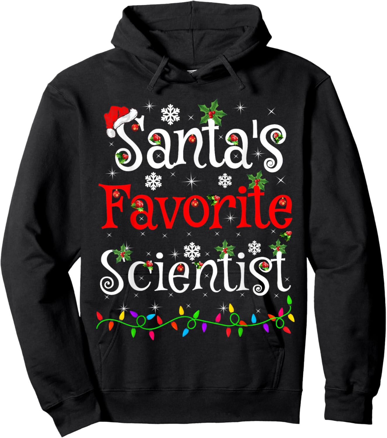 Santa Favorite Scientist Christmas Family Lights Funny Xmas Hoodie - Hoodie | Black