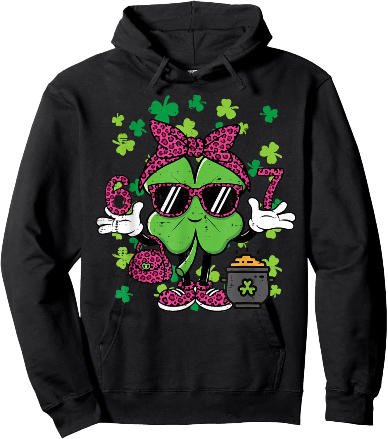6 7 St Patricks Day Six Seven 67 Meme Teacher Women Kids Hoodie - Hoodie | Black