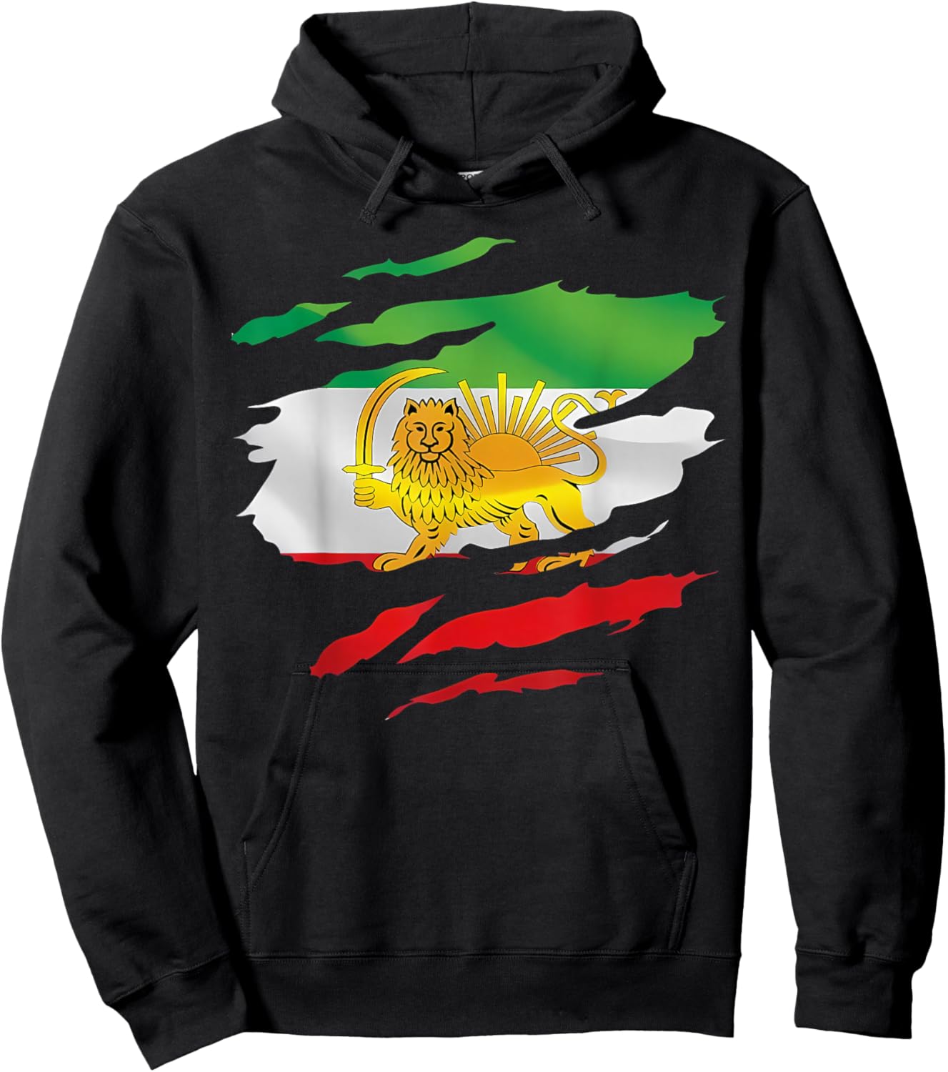 Free Iran Lion Sun Flag Hoodie - Hoodie | Black