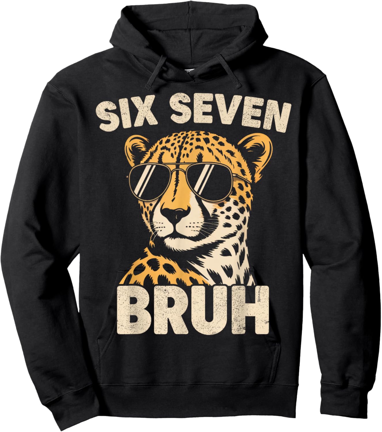 Boys Animal Print Clothes Bruh Cheetah 67 Meme Six Seven Hoodie - Hoodie | Black