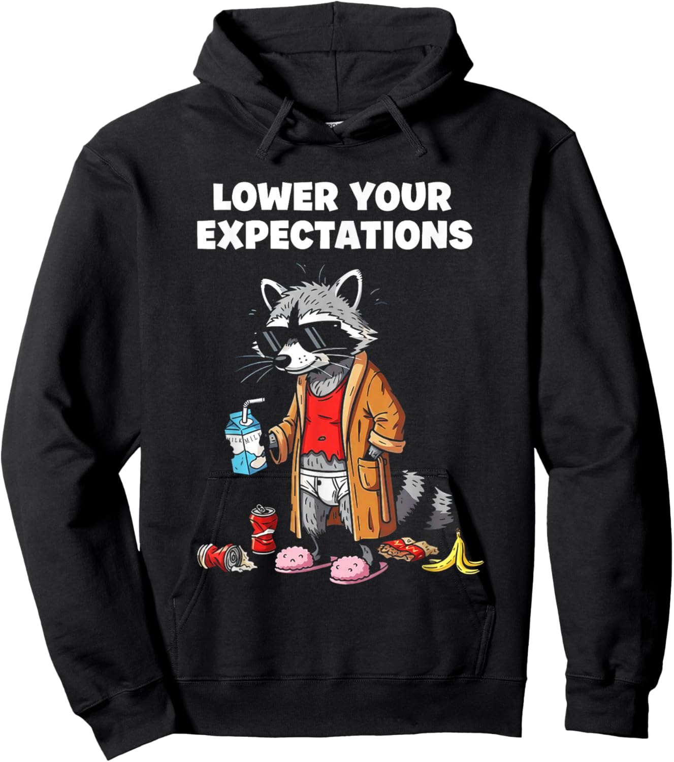 Lower Your Expectations Funny Cartoon Sarcasm Hoodie - Hoodie | Black